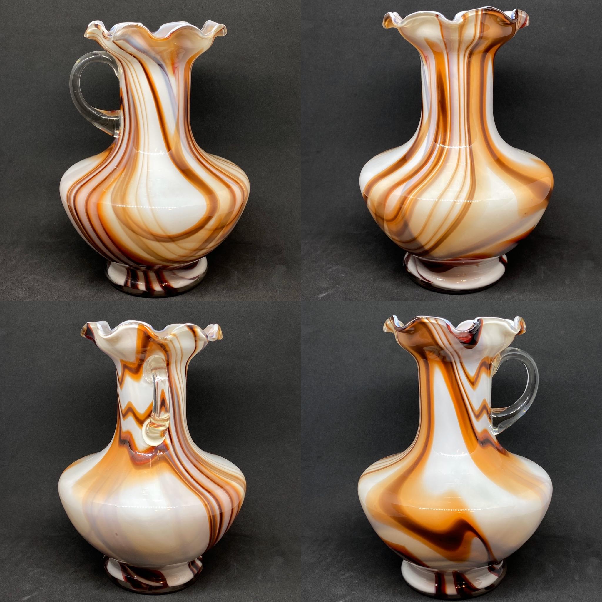 Brown and White Swirl Glass Murano Vase, German, 1970s In Good Condition For Sale In Nuernberg, DE