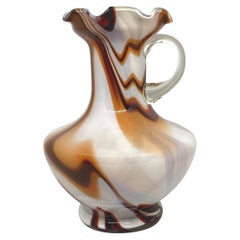 Murano-Vase aus braunem und weißem Wirbelglas, Deutsch, 1970er Jahre