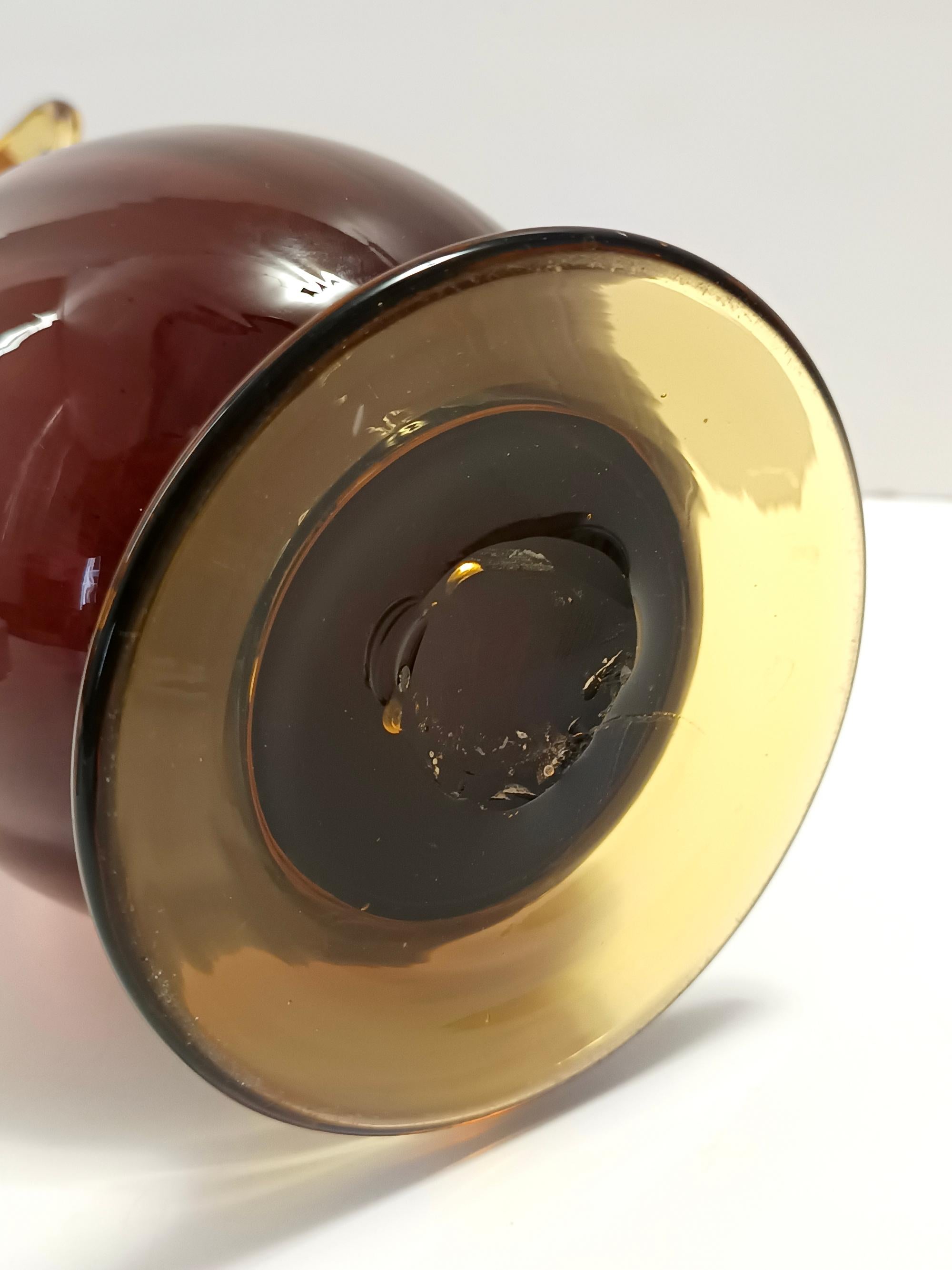Amphora-Vase aus braunem und gelbem Muranoglas von Fratelli Toso, Italien im Angebot 5