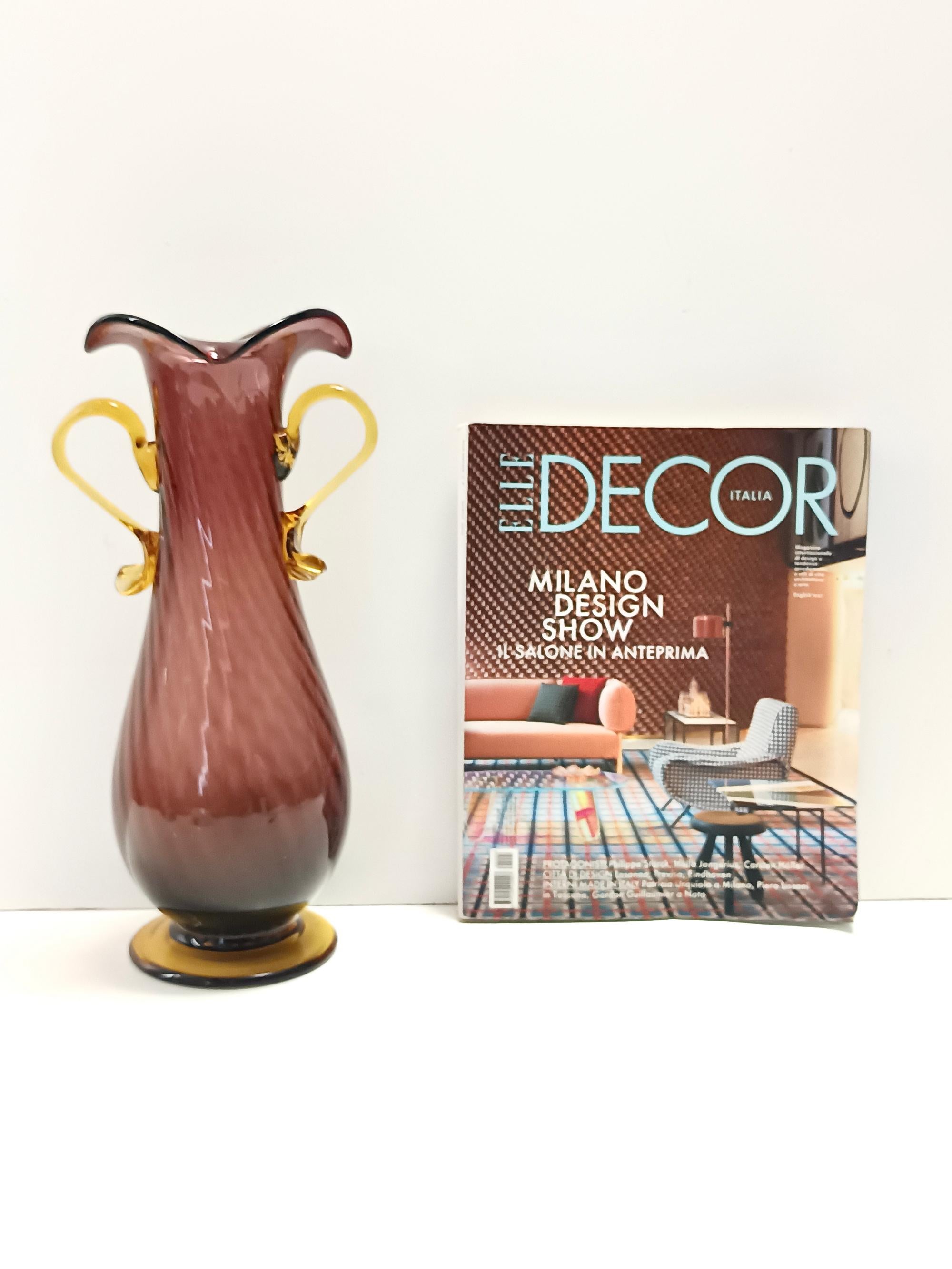 Amphora-Vase aus braunem und gelbem Muranoglas von Fratelli Toso, Italien (Moderne der Mitte des Jahrhunderts) im Angebot