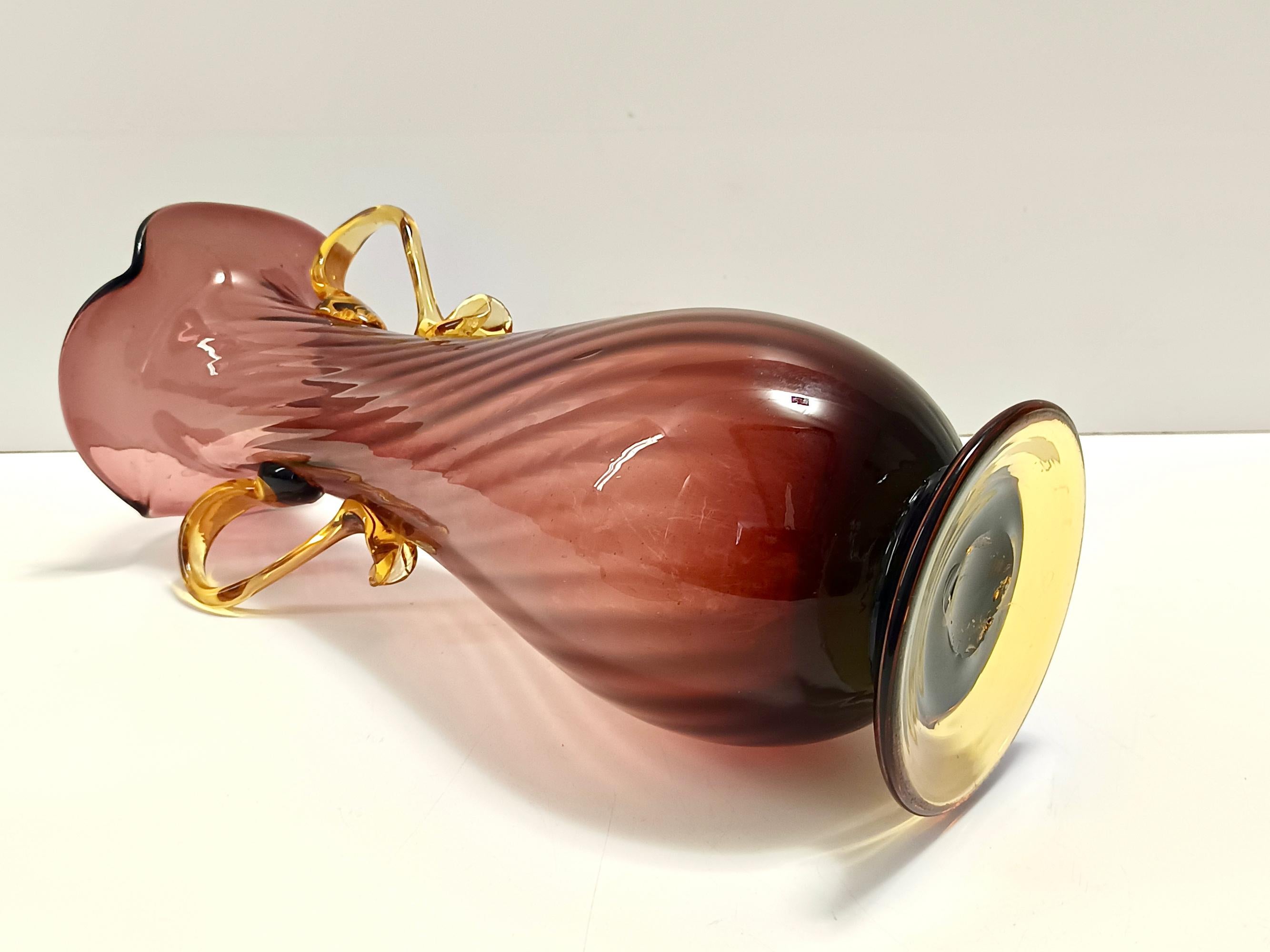 Amphora-Vase aus braunem und gelbem Muranoglas von Fratelli Toso, Italien (Italienisch) im Angebot