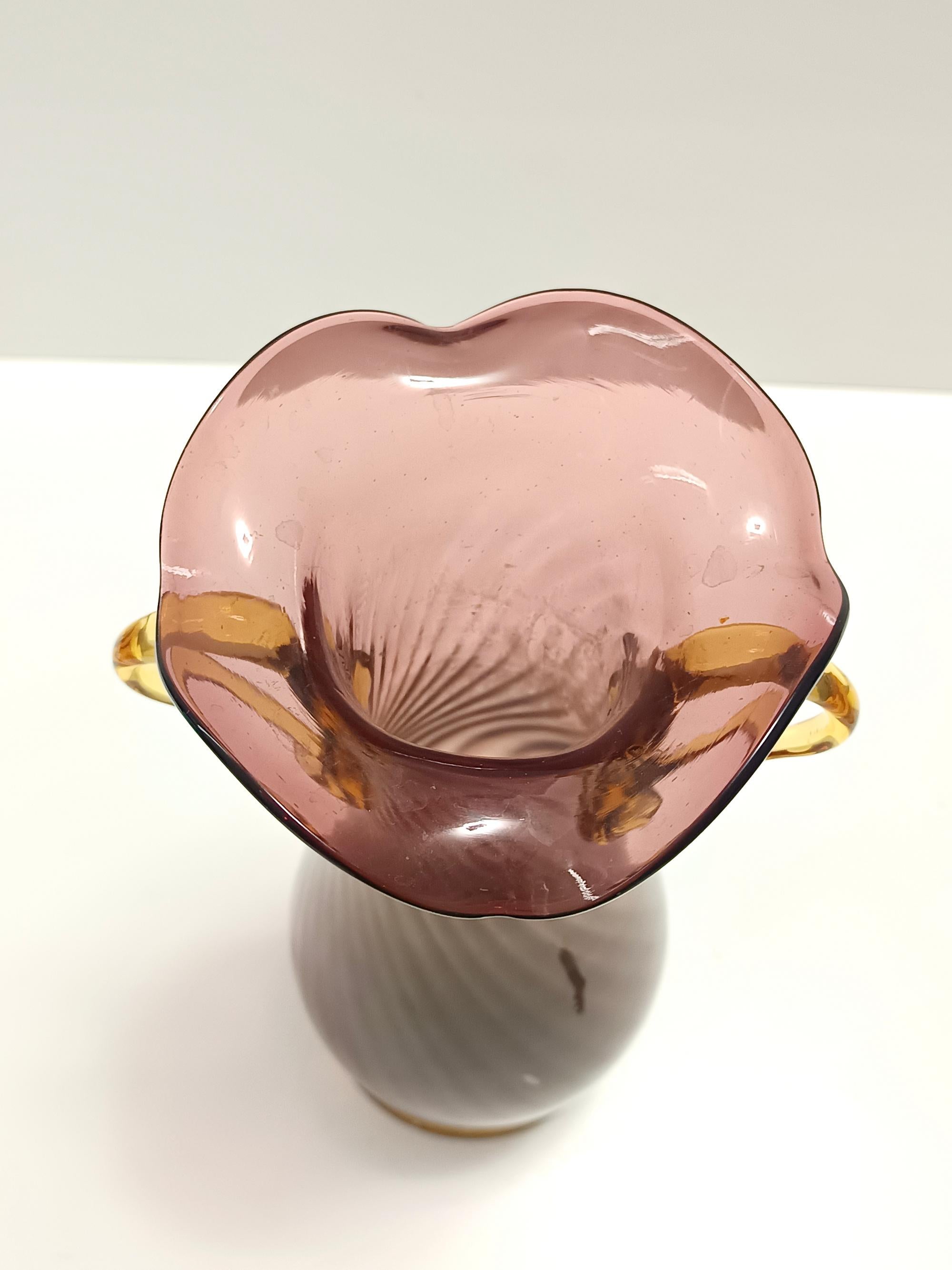 Amphora-Vase aus braunem und gelbem Muranoglas von Fratelli Toso, Italien (Mitte des 20. Jahrhunderts) im Angebot