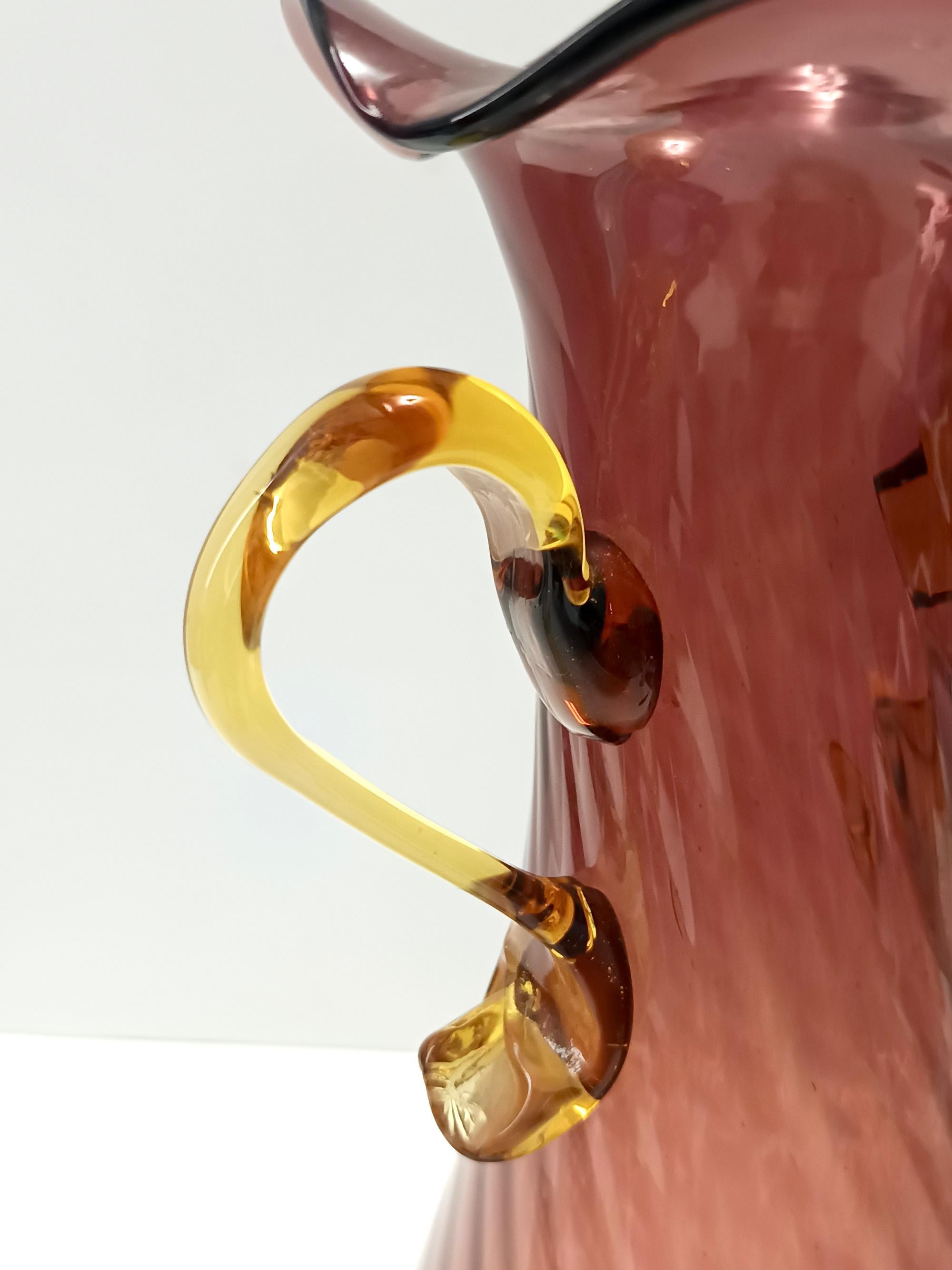 Amphora-Vase aus braunem und gelbem Muranoglas von Fratelli Toso, Italien im Angebot 1