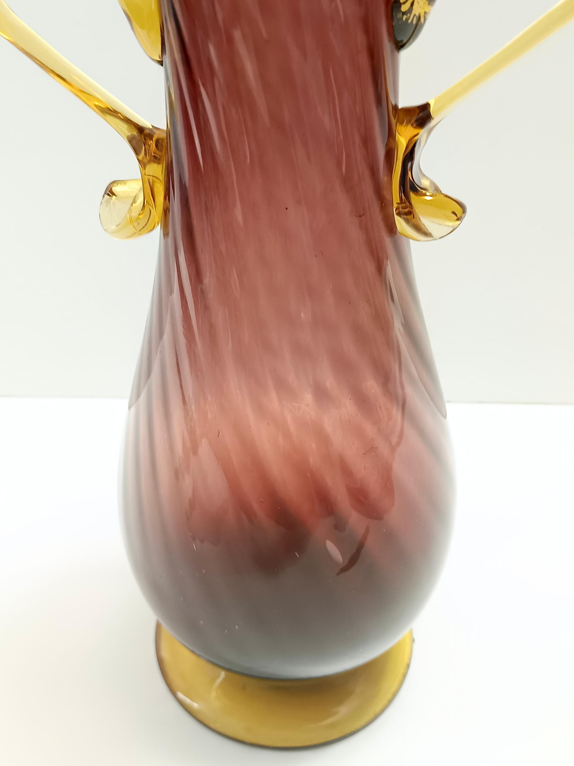 Amphora-Vase aus braunem und gelbem Muranoglas von Fratelli Toso, Italien im Angebot 2