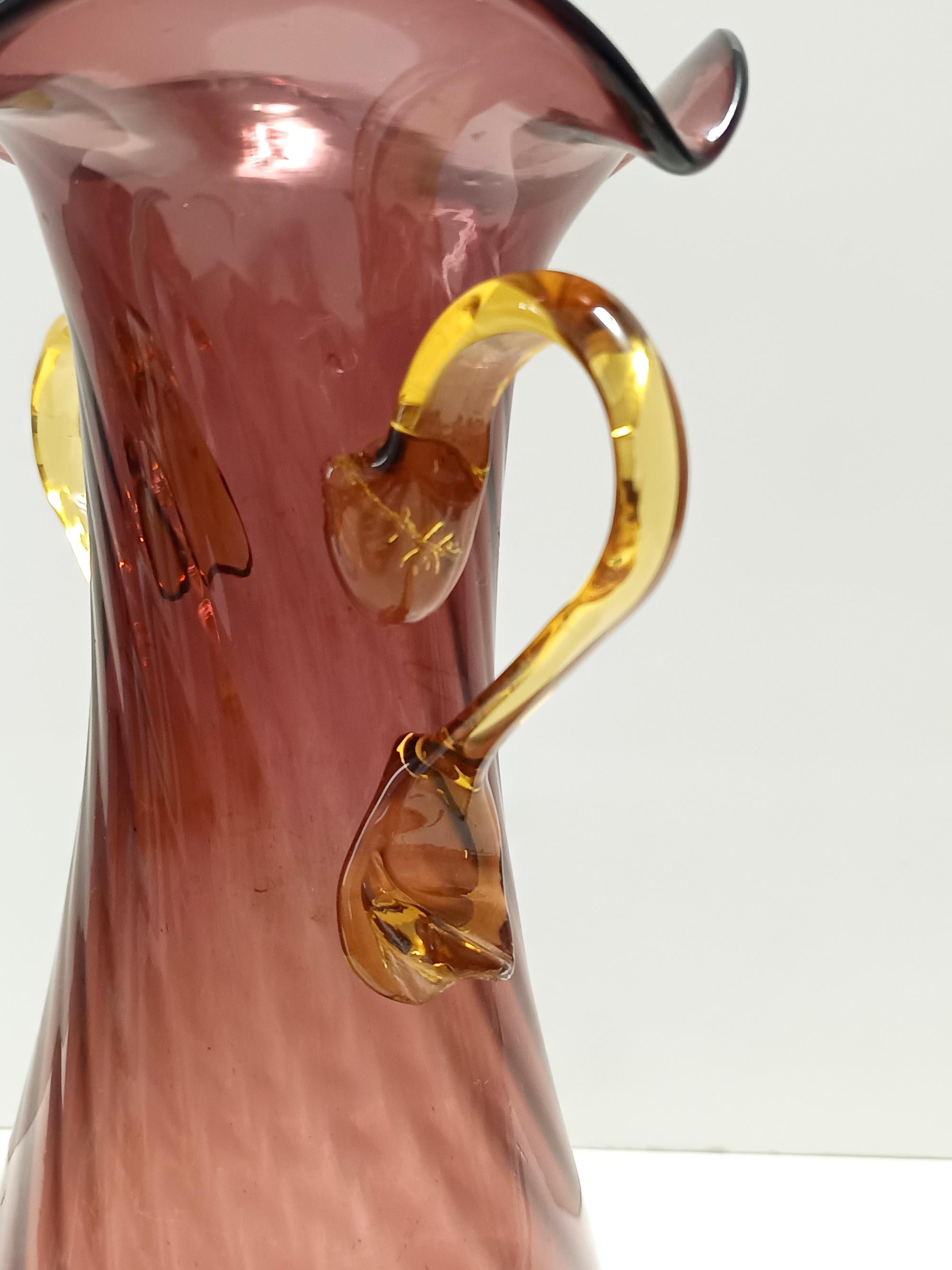 Amphora-Vase aus braunem und gelbem Muranoglas von Fratelli Toso, Italien im Angebot 3