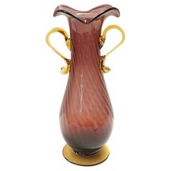 Brown and Yellow Murano Glass Amphora Vase by Fratelli Toso, Italy