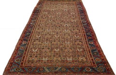 Brown Antique Bakshaish Persian Handmade Wool Rug with Allover Pattern