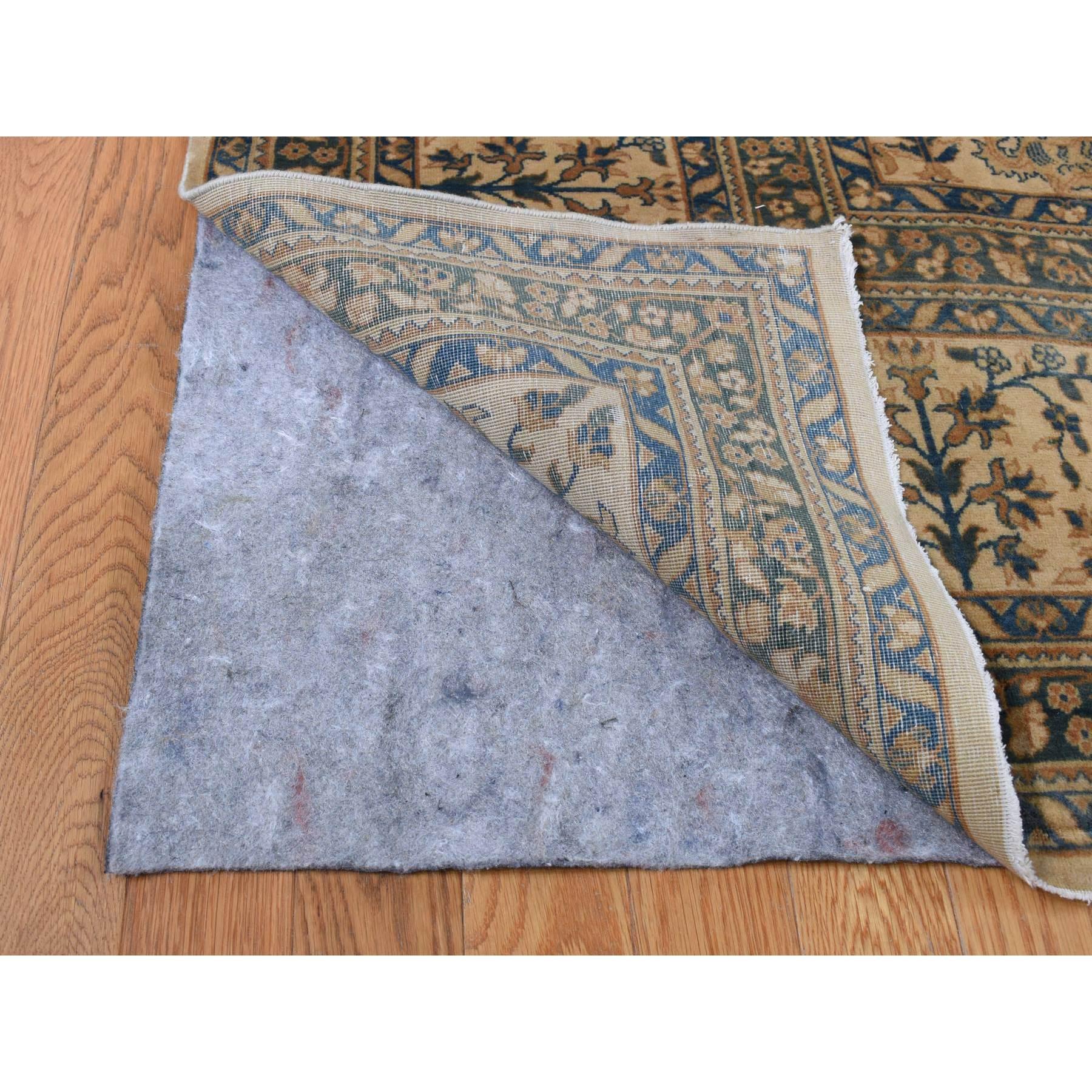 Hand-Knotted Brown Antique Indo Kerman Vase Design Hand Knotted Pure Wool 250 KPSI Runner Rug For Sale