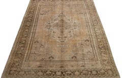 Brown Antique Khotan Handmade Wool Rug with Medallion Design