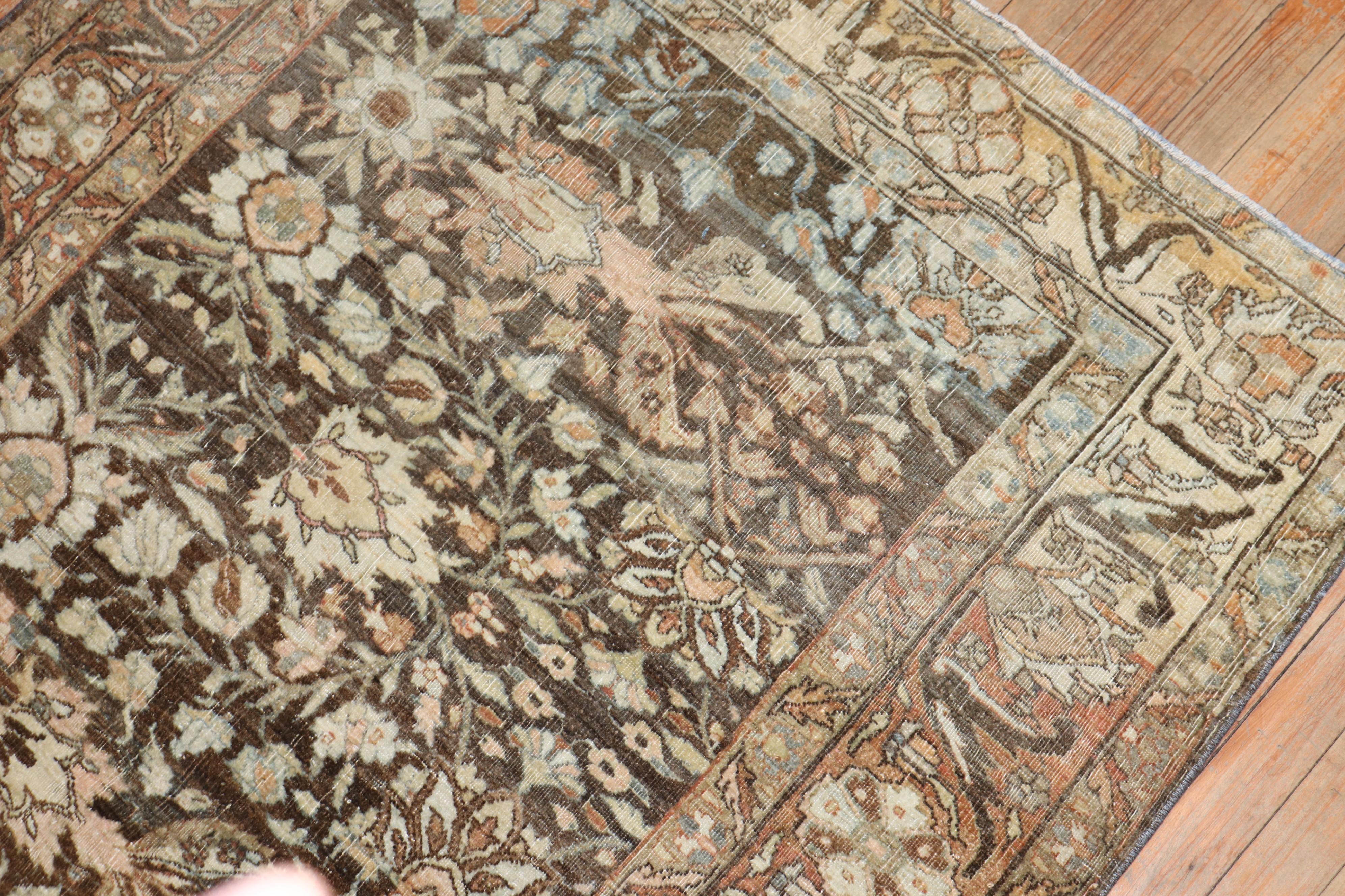 Brown Antique Persian Bidjar Carpet In Good Condition For Sale In New York, NY
