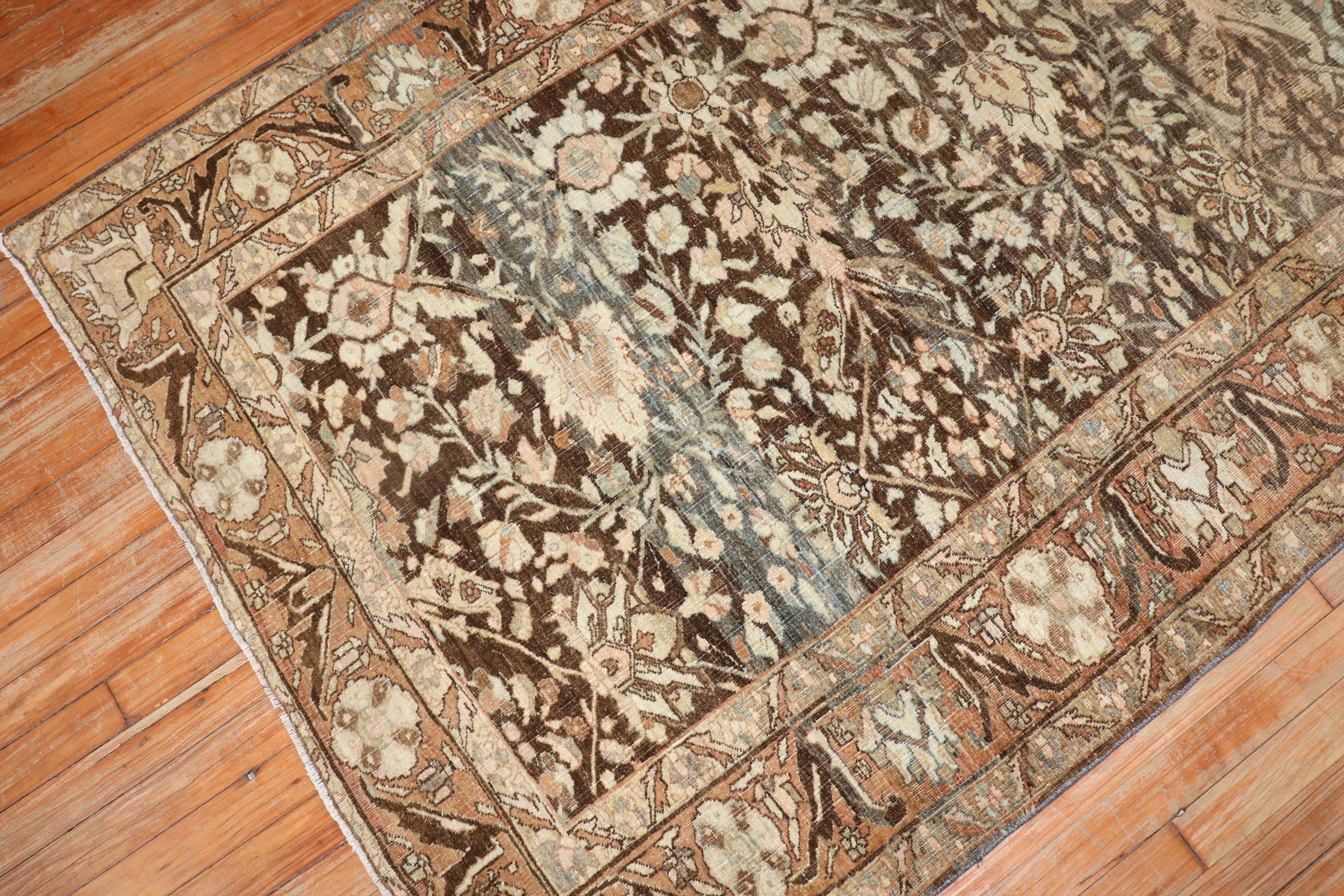 Wool Brown Antique Persian Bidjar Carpet For Sale