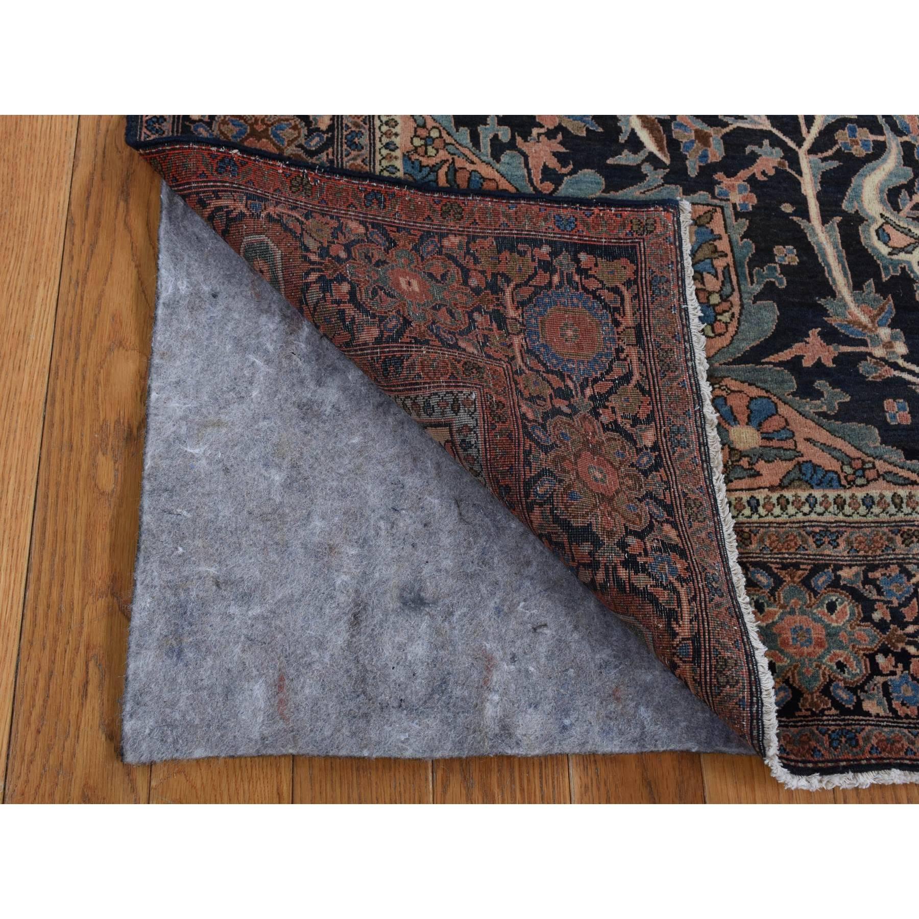 Hand-Knotted Brown Antique Persian Fereghan Sarouk Clean Soft Even Wear Wool Hand Knotted Rug For Sale