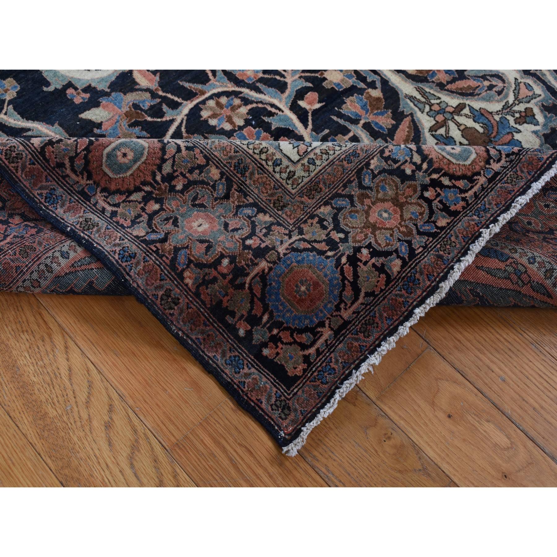 Brown Antique Persian Fereghan Sarouk Clean Soft Even Wear Wool Hand Knotted Rug In Excellent Condition For Sale In Carlstadt, NJ