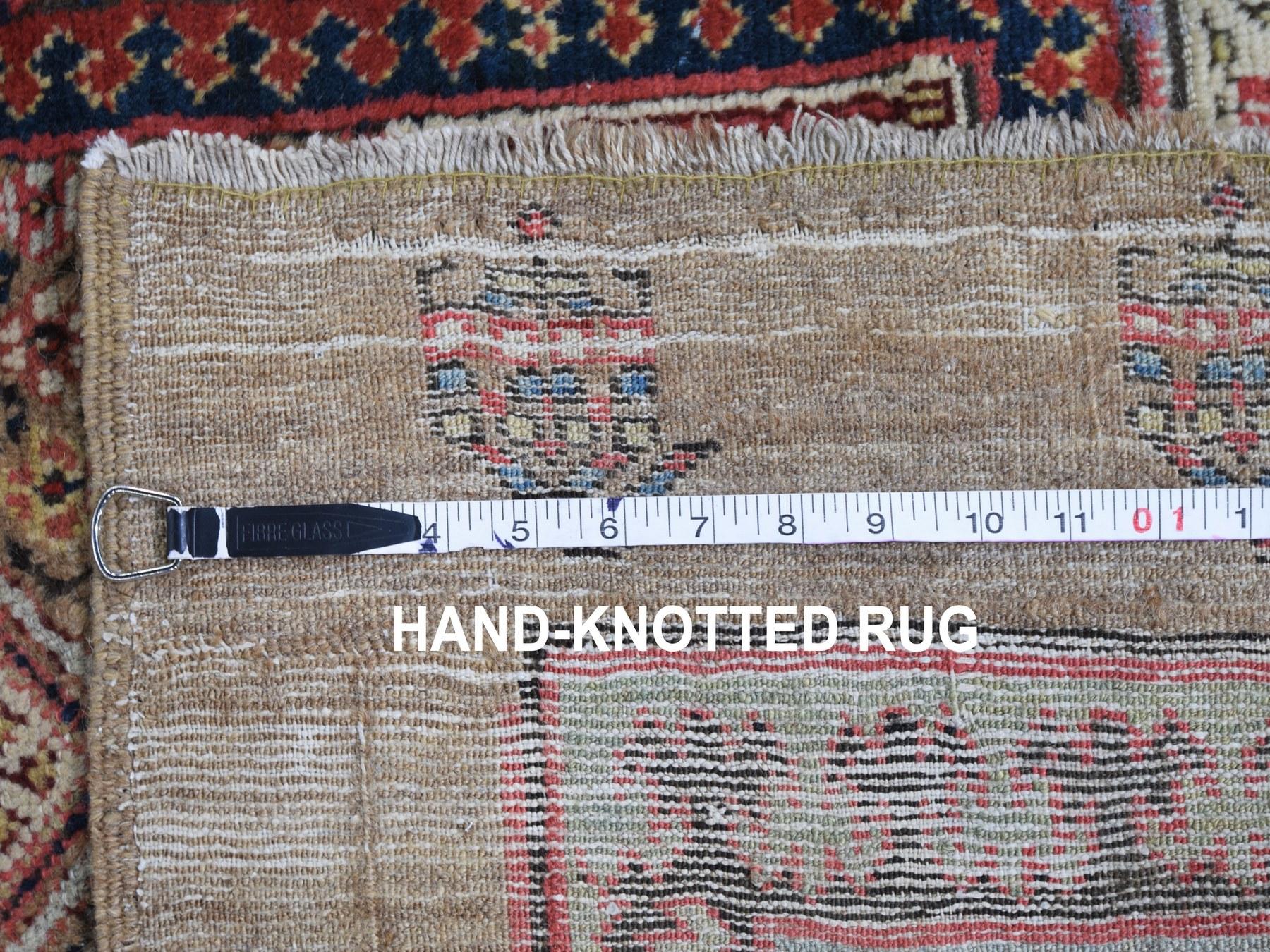 Wool Brown Antique Persian Serab Runner Camel Hair Full Pile Runner Hand Knotted Rug