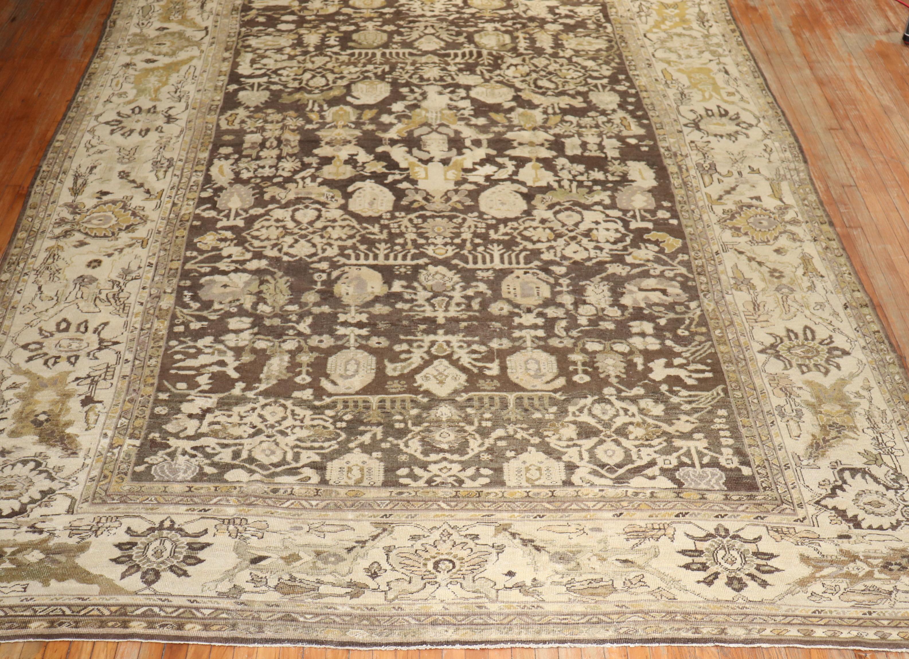 Brown Antique Persian Sultanabad Rug For Sale 8