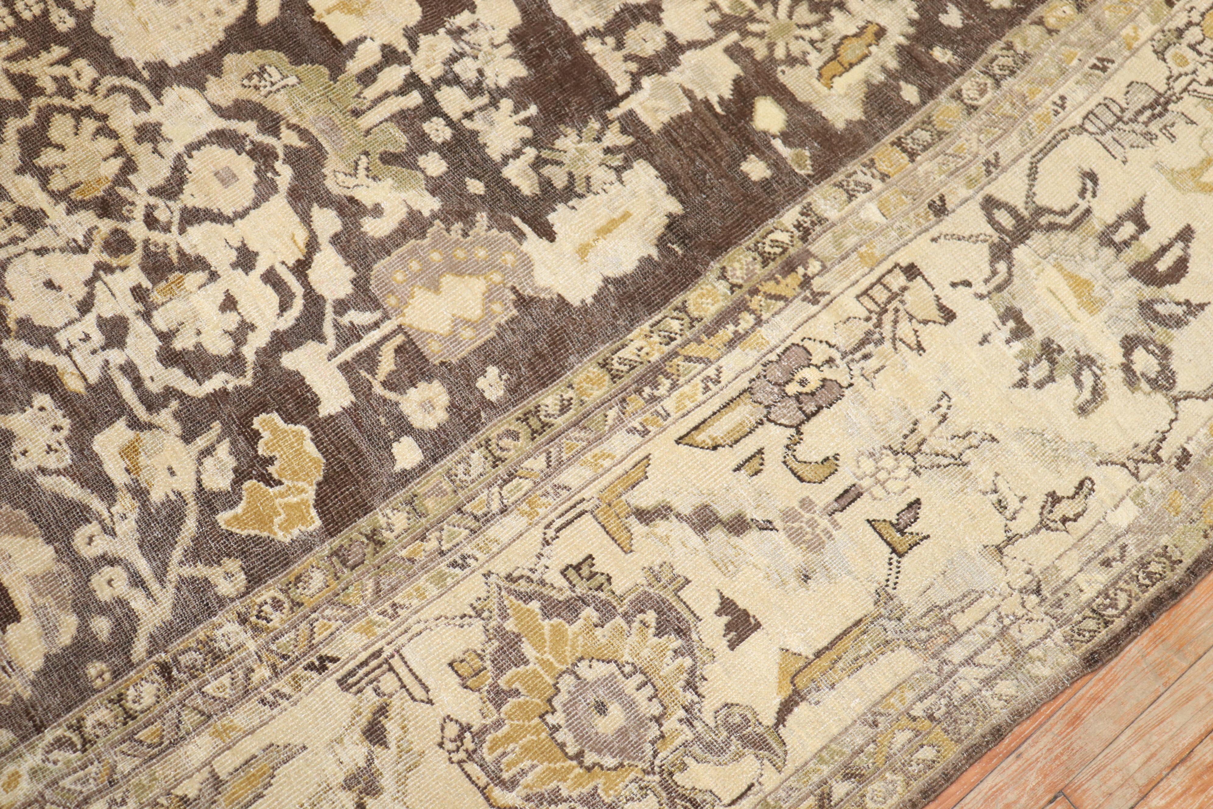 20th Century Brown Antique Persian Sultanabad Rug For Sale