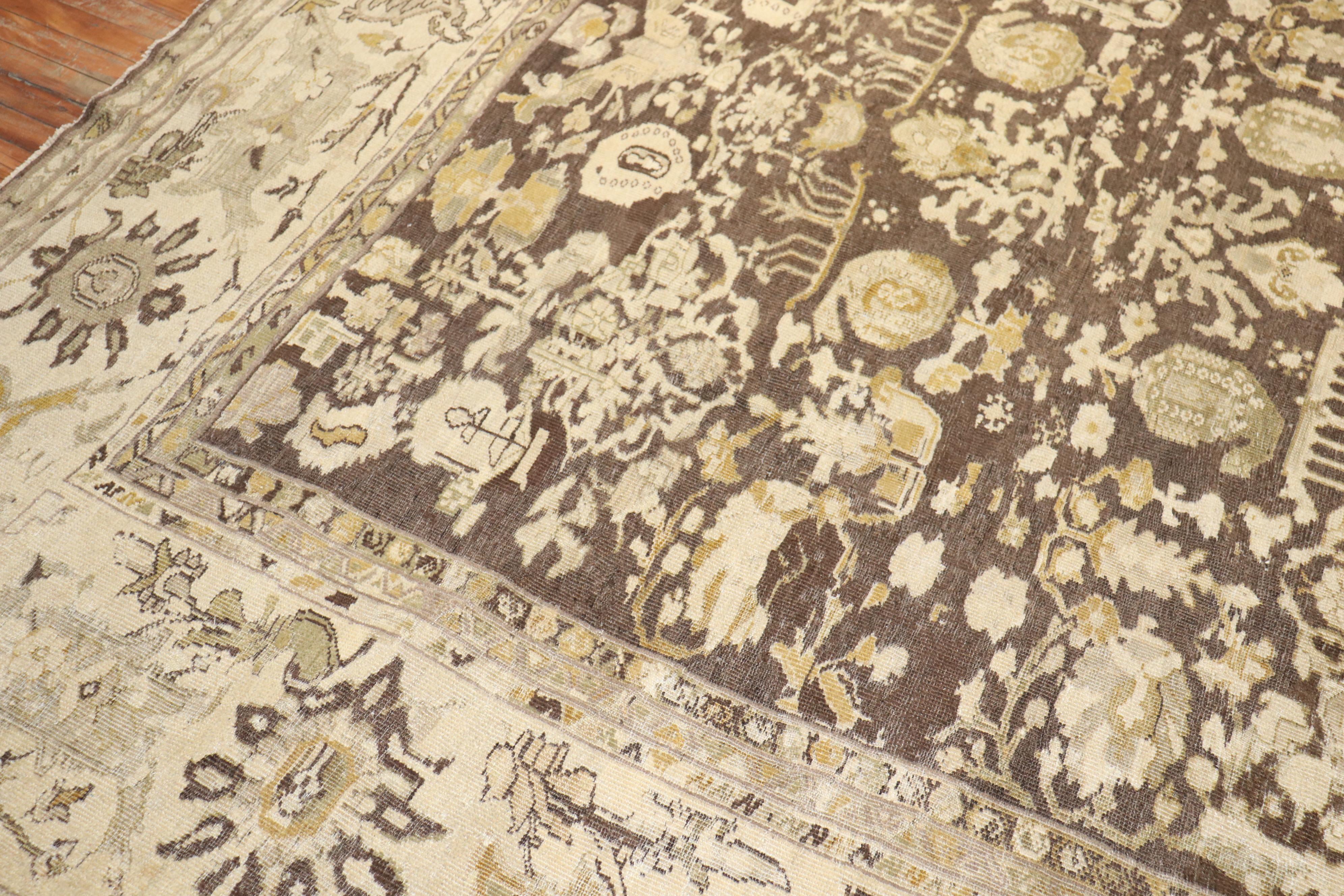 Brown Antique Persian Sultanabad Rug For Sale 1