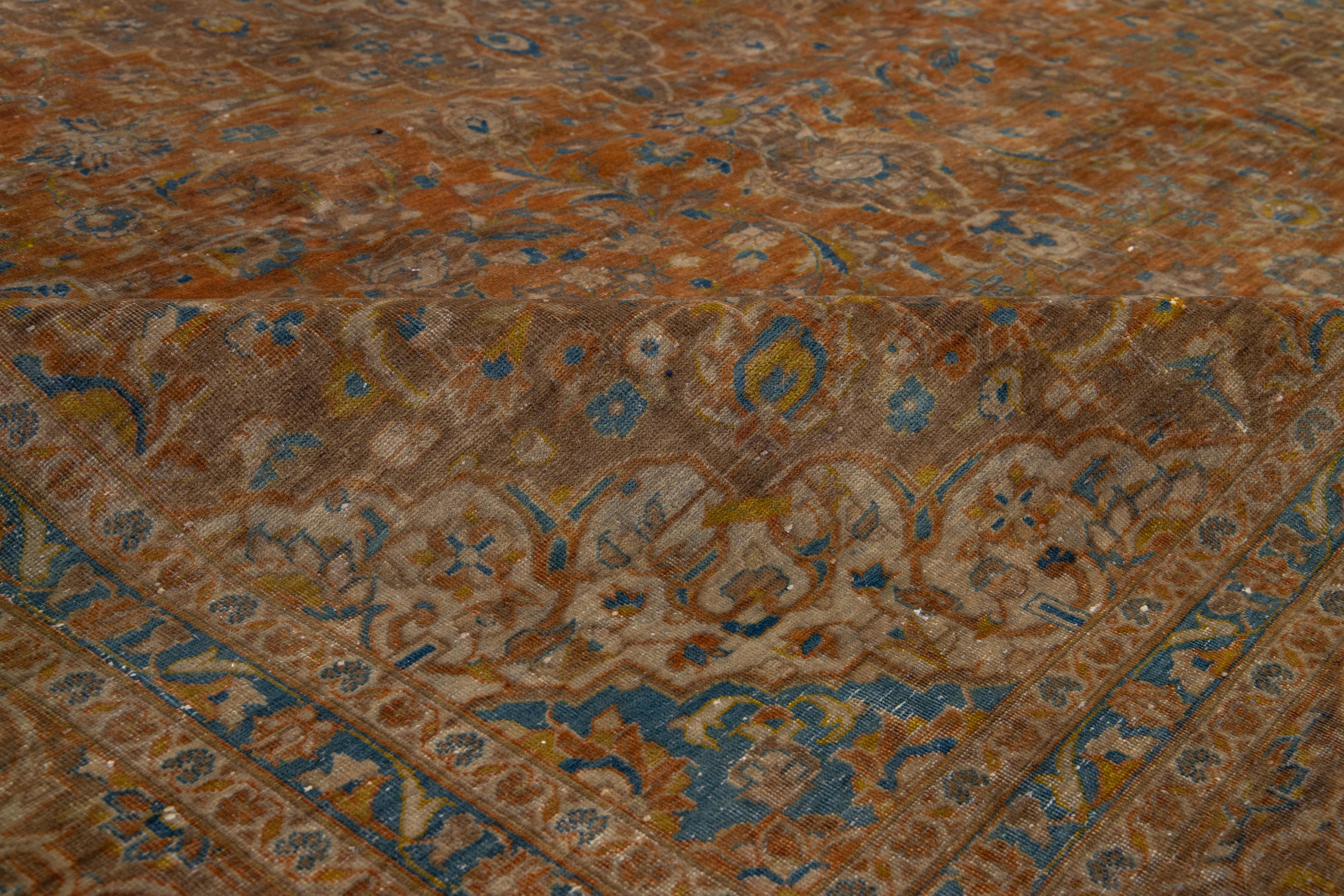 Brown Antique Persian Tabriz Wool Rug With Classic Medallion Design im Angebot 4