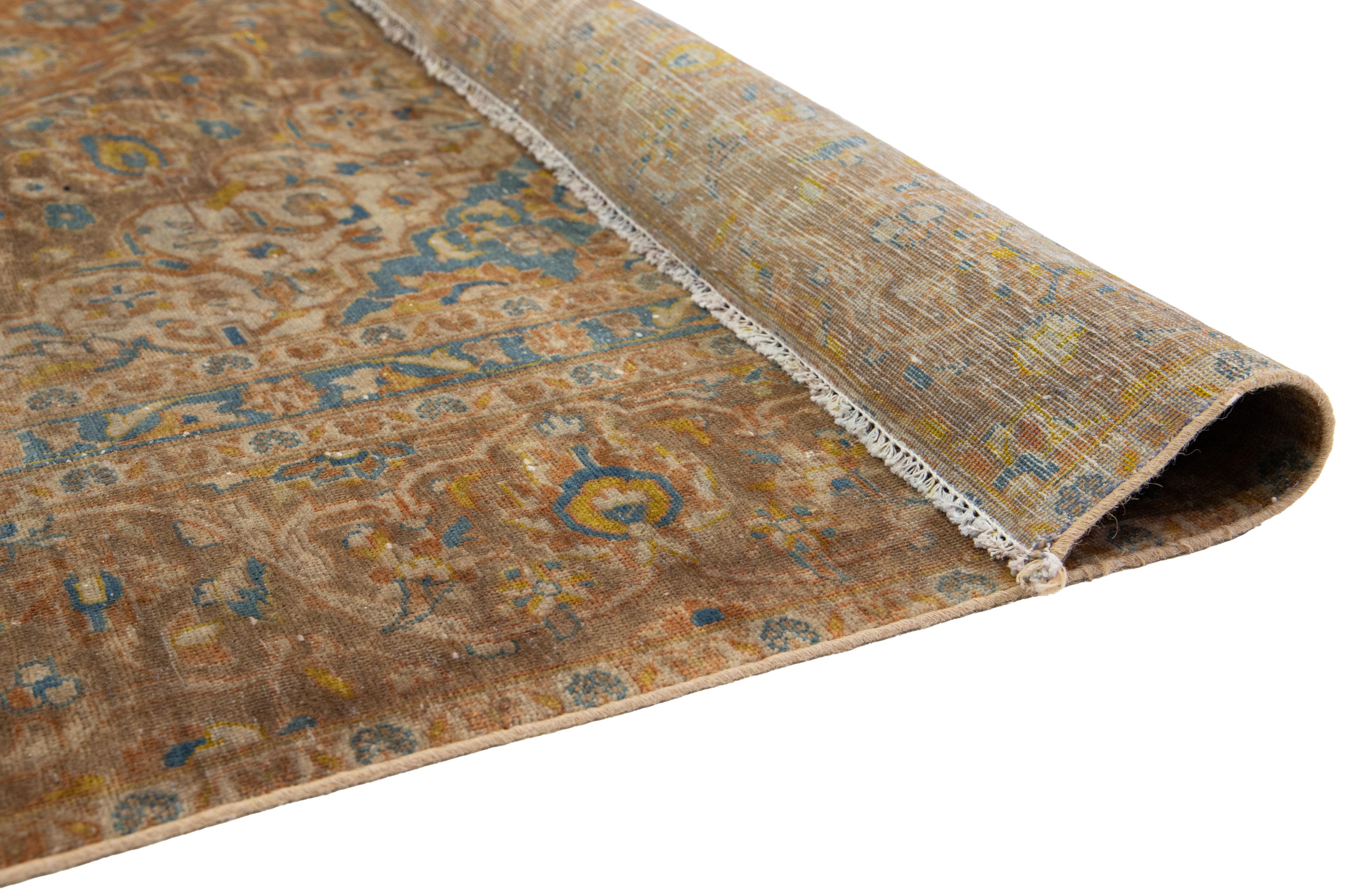 Brown Antique Persian Tabriz Wool Rug With Classic Medallion Design (Persisch) im Angebot