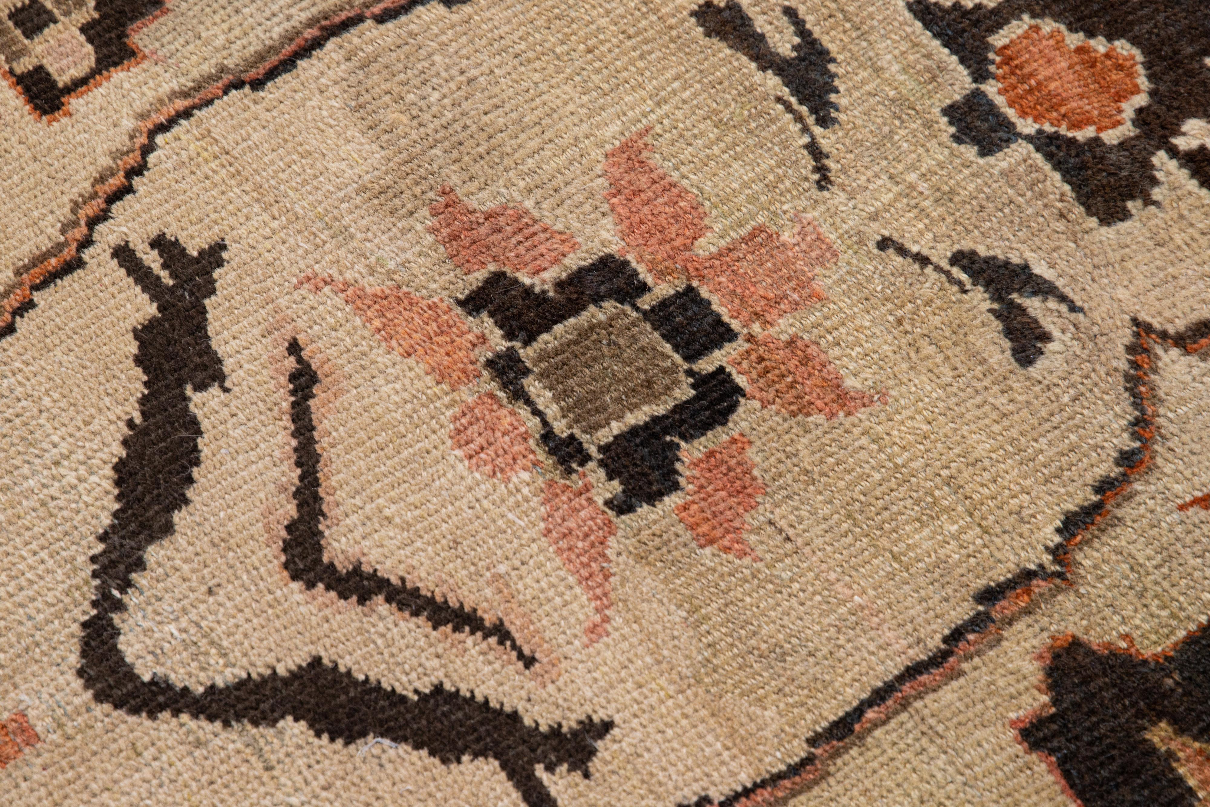 Brown Antique Sultanabad Handmade Floral Motif Oversize Wool Rug For Sale 1