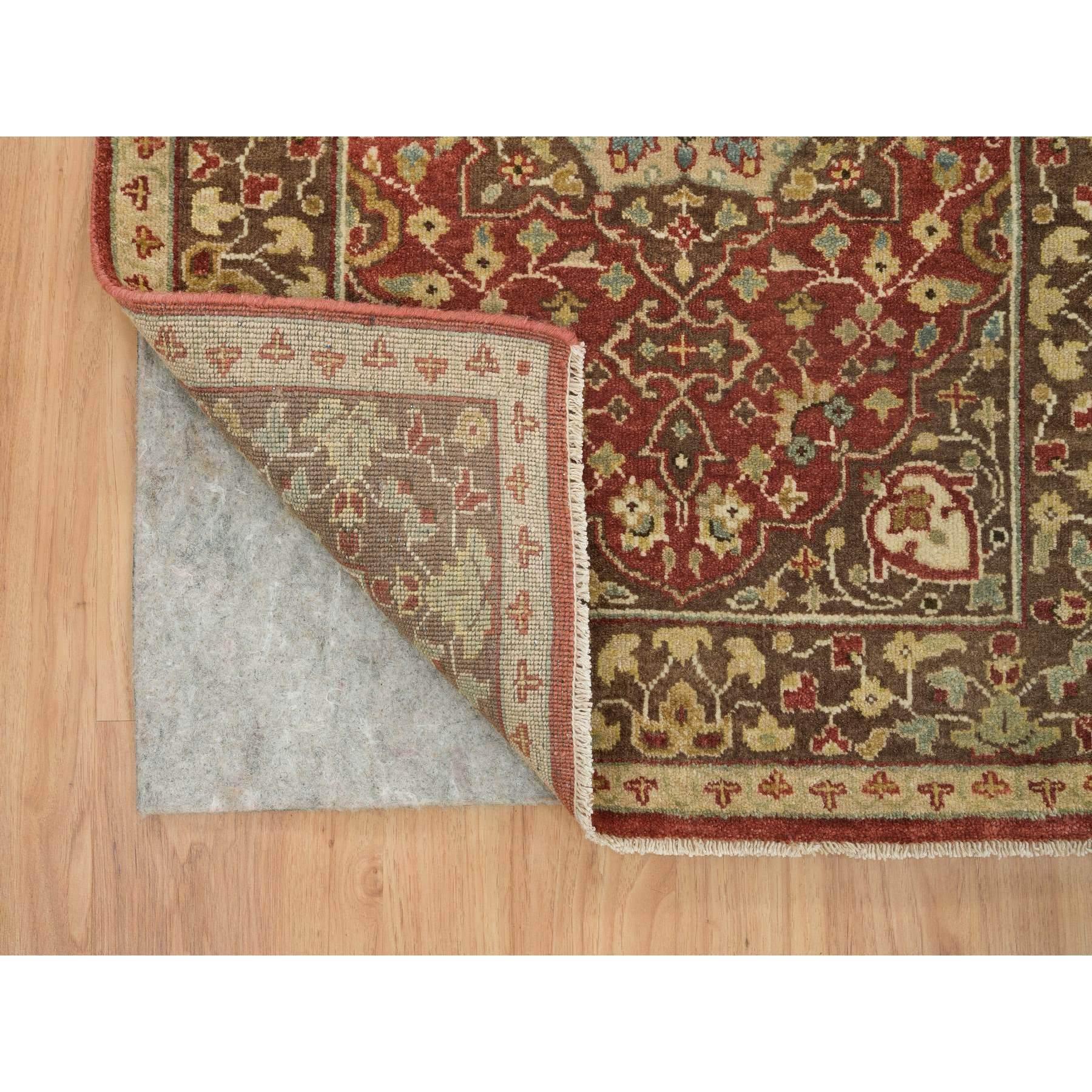 Tabriz Brown Antiqued Haji Jalili Design Hand Knotted Pure Wool Runner Rug 2'7
