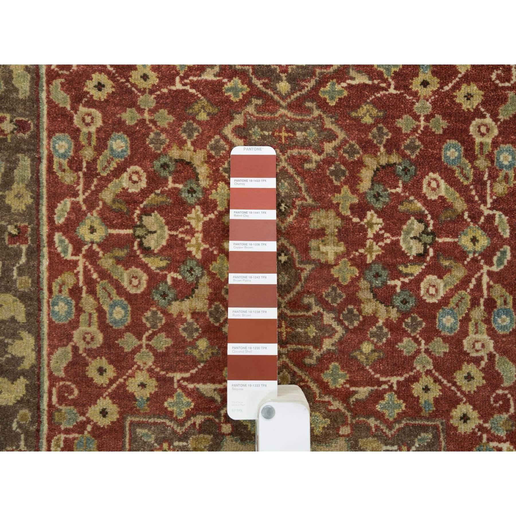 Indian Brown Antiqued Haji Jalili Design Hand Knotted Pure Wool Runner Rug 2'7