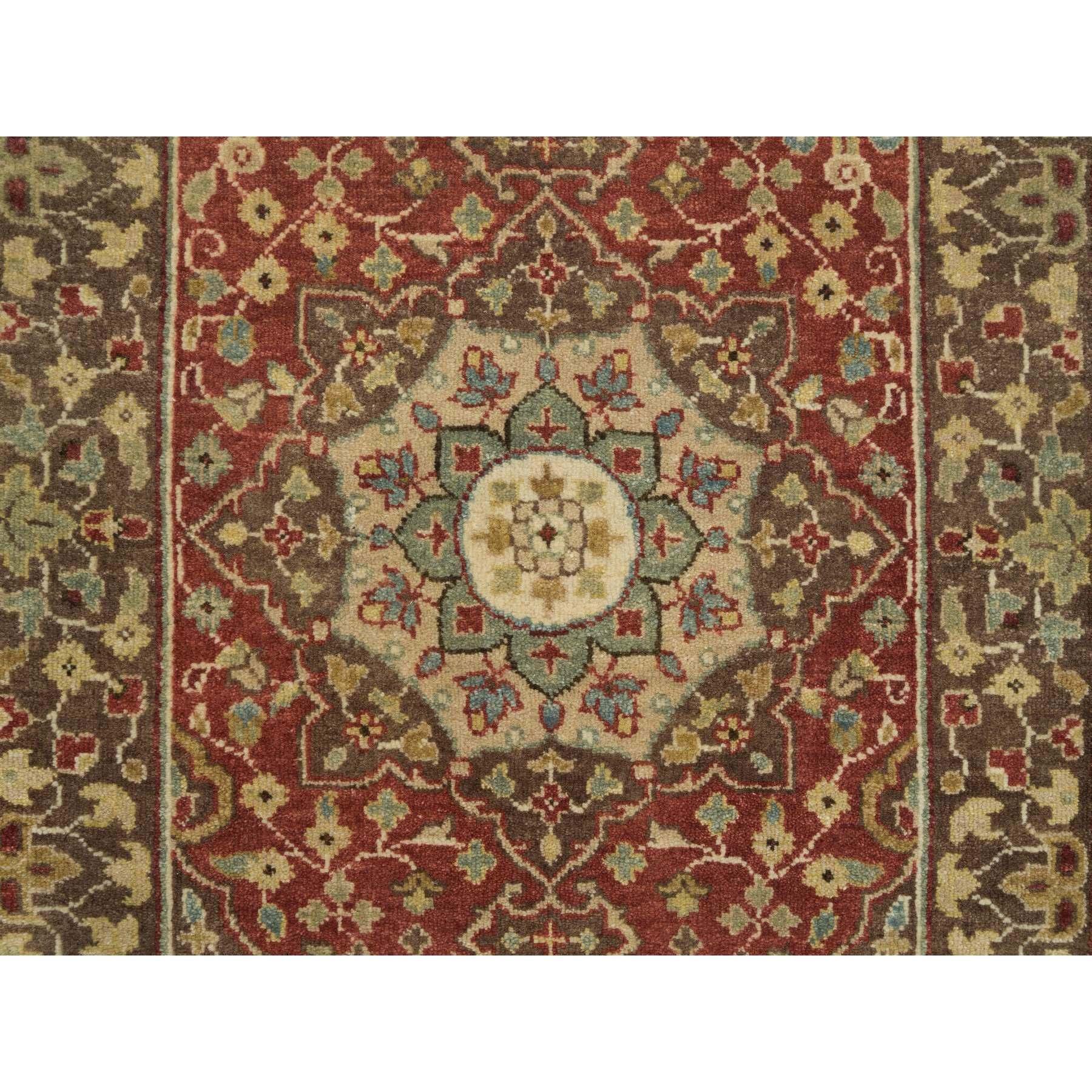 Hand-Knotted Brown Antiqued Haji Jalili Design Hand Knotted Pure Wool Runner Rug 2'7