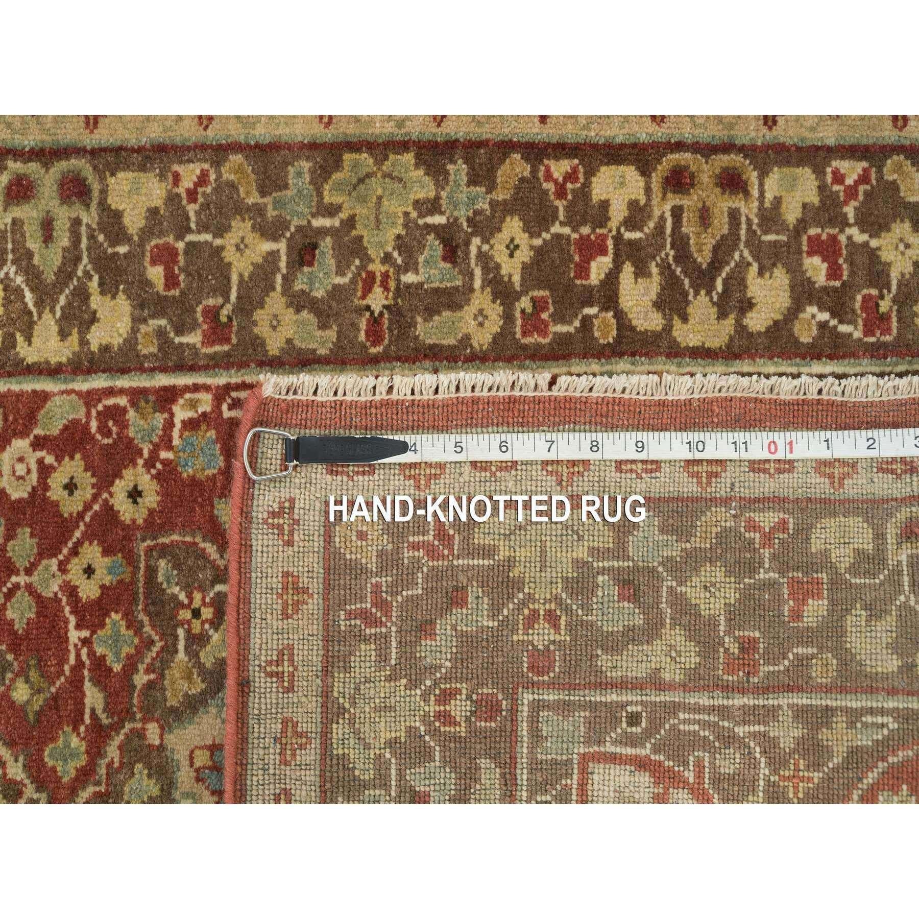 Brown Antiqued Haji Jalili Design Hand Knotted Pure Wool Runner Rug 2'7