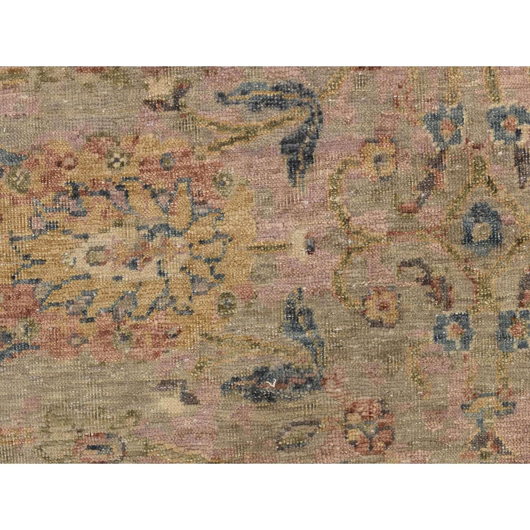 Alfombra de lana anudada a mano con diseño Ziegler Mahal Persa Marrón Anticuado 9'0