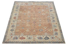 Brown Apadana's Handmade Modern Tabriz-Style Oversized Indian Wool Rug