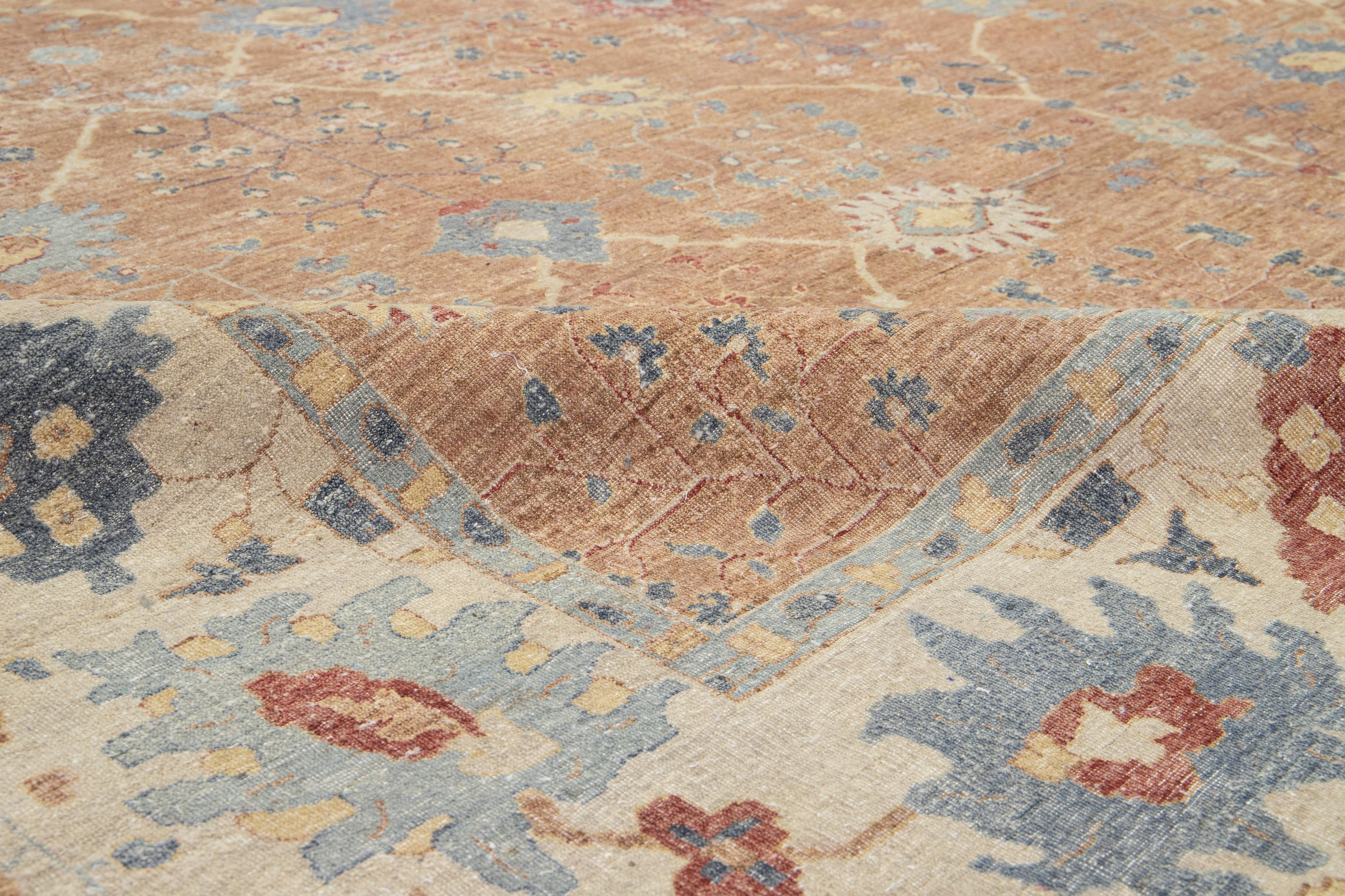Brown Apadana's Handmade Modern Tabriz-Style Oversized Indian Wool Rug im Zustand „Neu“ im Angebot in Norwalk, CT