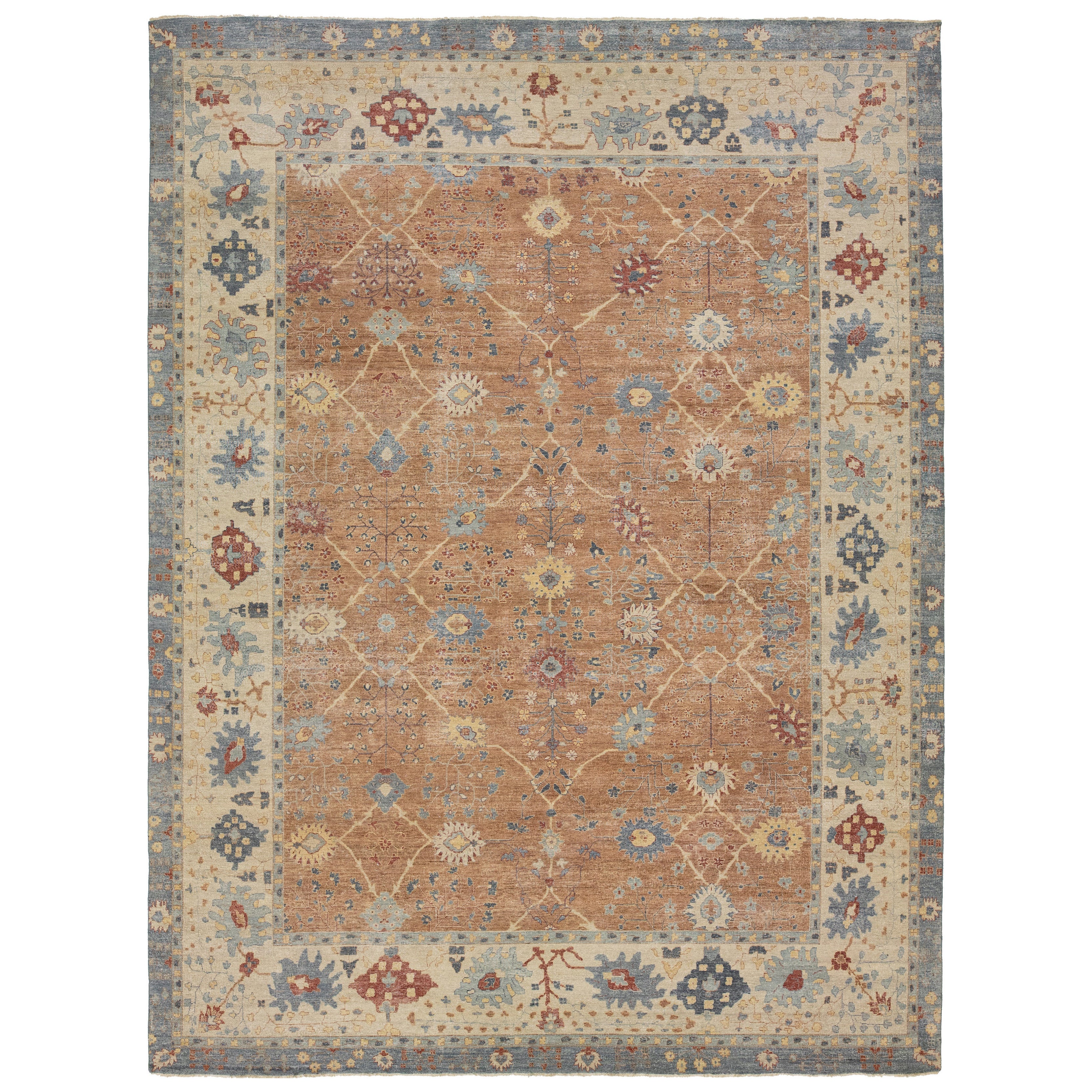 Tapis en laine indien surdimensionné de style The Modern Modernity, fait à la main par Brown Apadana