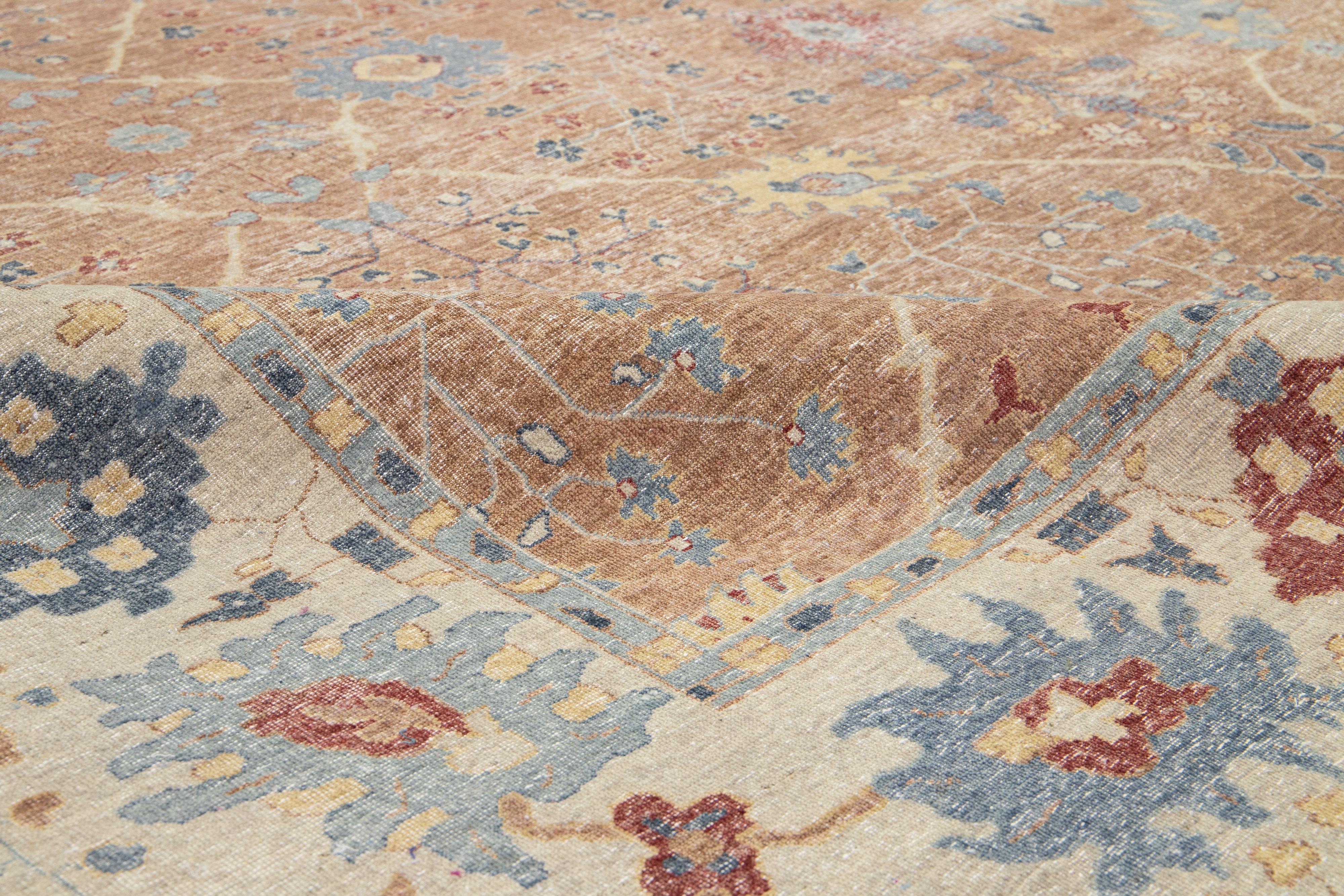 Brown Apadana's Modern Tabriz Style Handmade Indian Wool Rug im Zustand „Neu“ im Angebot in Norwalk, CT