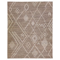 Brauner Flachgewebter Wollteppich der Nantucket Collection aus Kelim in Braun von Apadana