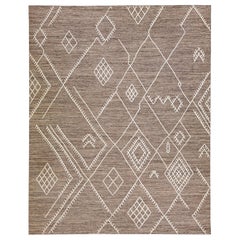 Brown Apadana's Nantucket Collection Flachgewebe Kilim Wollteppich mit Küstendesign