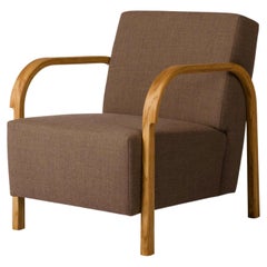 Brown ARCH Lounge Chair in Oak, KVADRAT/Hallingdal & Fiord Fabric by Mazo Design