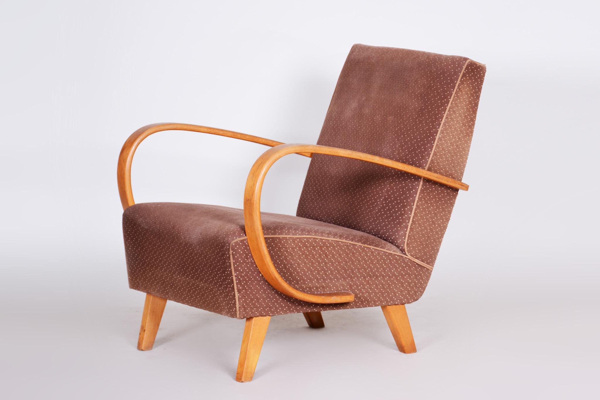 Tchèque Fauteuil marron, fabriqué en République tchèque, années 1930, état d'origine, style Art déco en vente