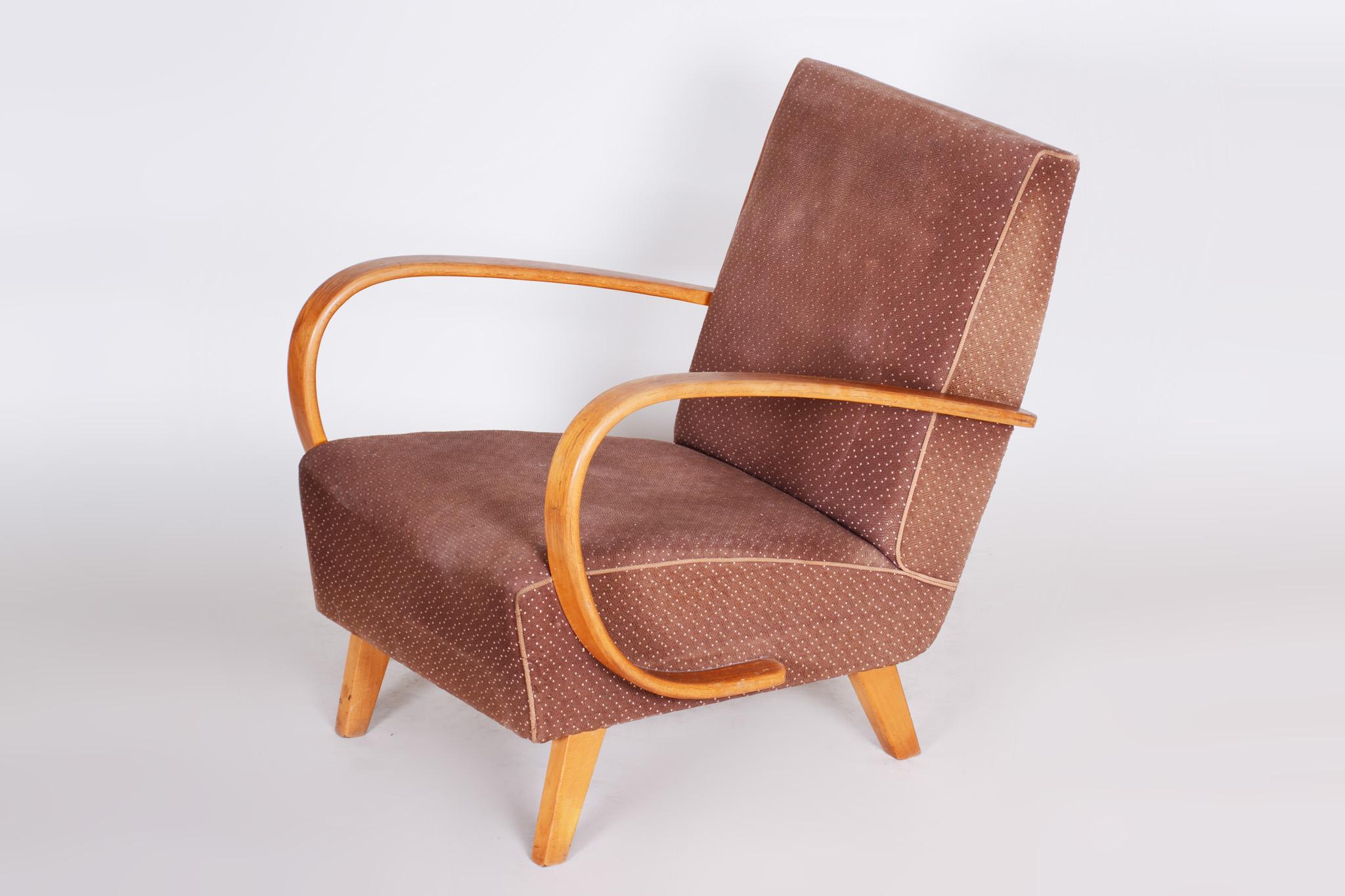 Fauteuil marron, fabriqué en République tchèque, années 1930, état d'origine, style Art déco Bon état - En vente à Horomerice, CZ