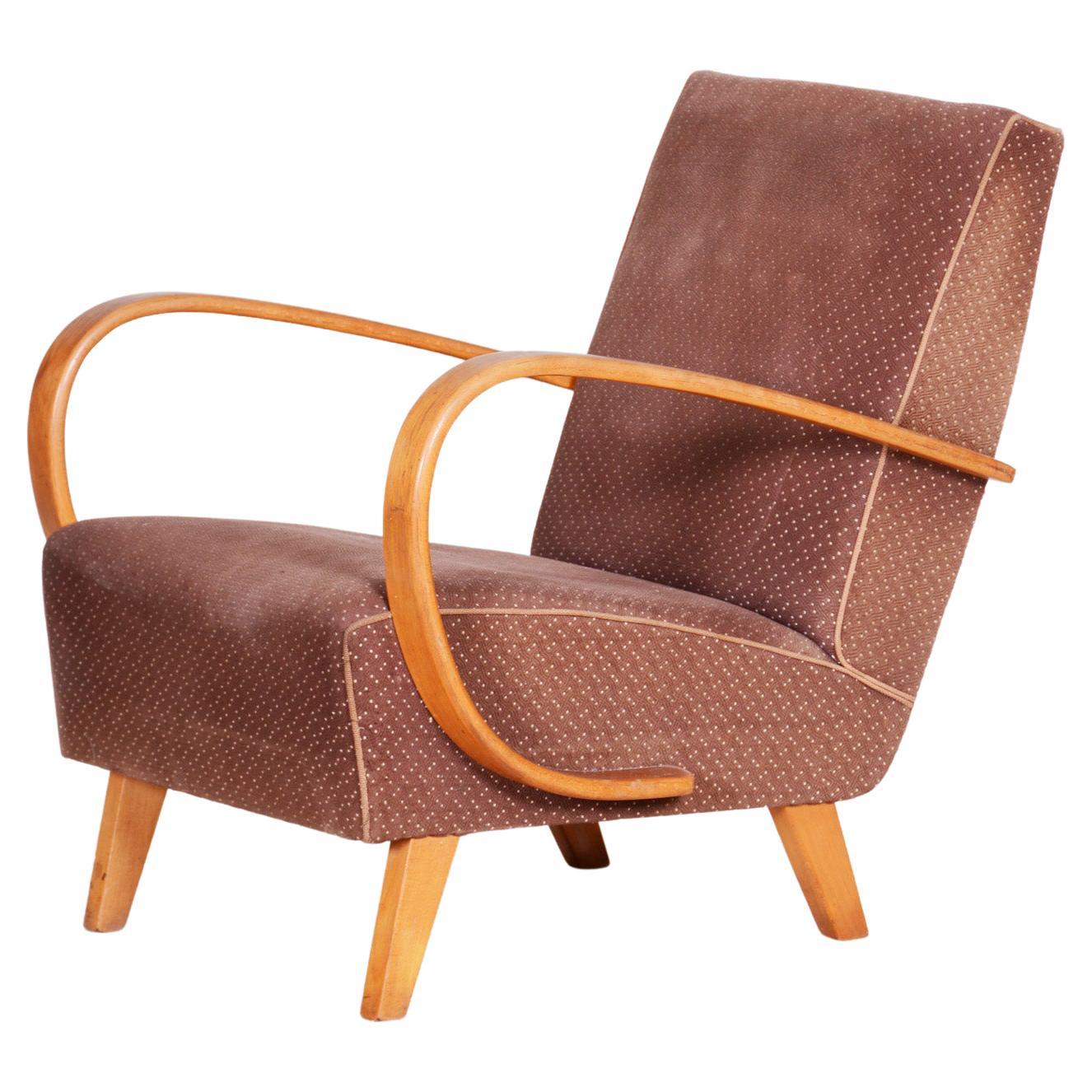 Brauner Sessel, hergestellt in Tschechien, 1930er Jahre, Originalzustand, Art-Déco-Stil