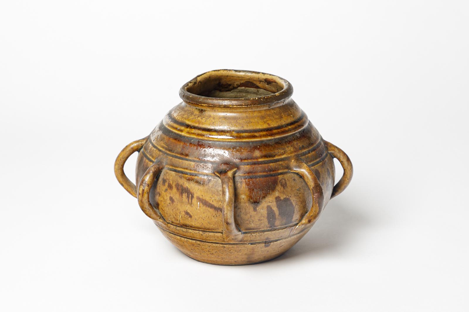 vaso in gres marrone art déco del XX secolo di Primavera La Borne 1930 in vendita 4