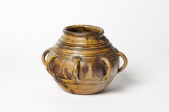 brown art deco 20th century stoneware ceramic vase by Primavera La Borne 1930