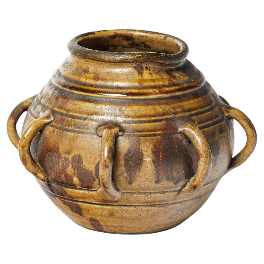 vaso in gres marrone art déco del XX secolo di Primavera La Borne 1930 in vendita