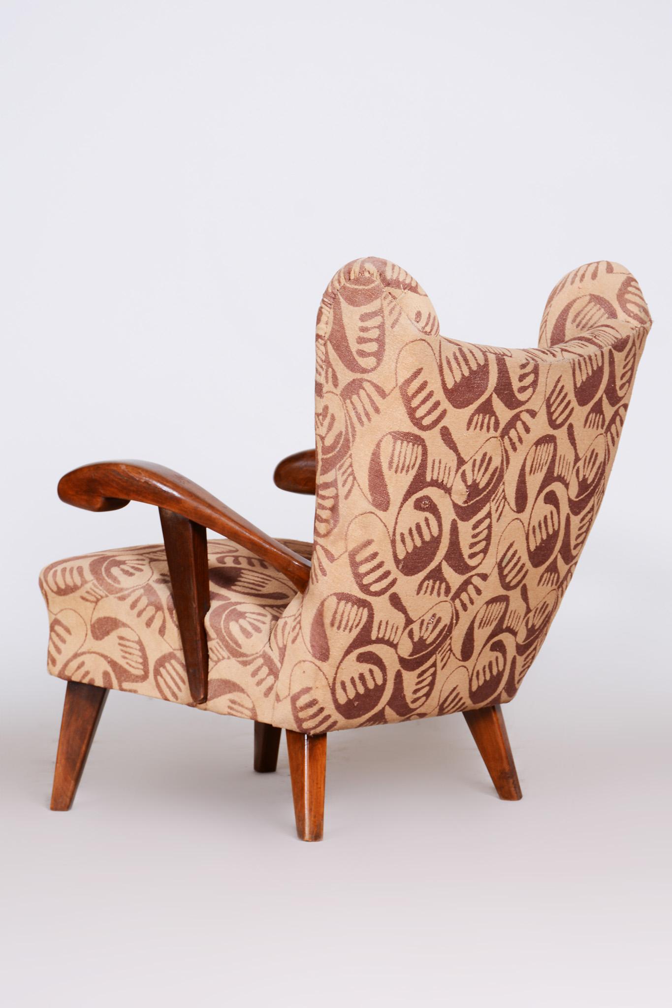 Brown Art Deco Armchair, Made in 1930s Czechia For Sale 5
