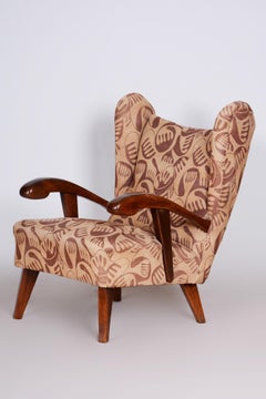 Poltrona Art Deco marrone, realizzata negli anni '30 in Cechia