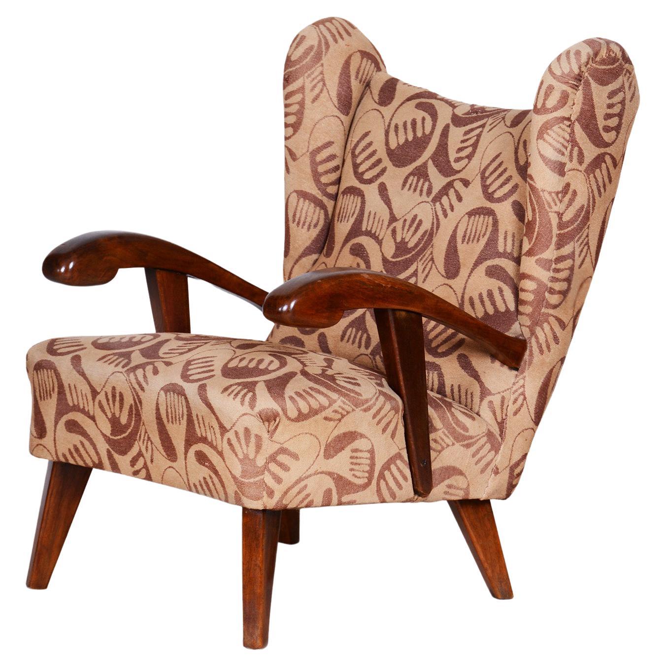 Brown Art Deco Armchair, Made in 1930s Czechia