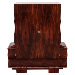 Cabinet Art Déco brun sur piédestal sculptural, France années 1930