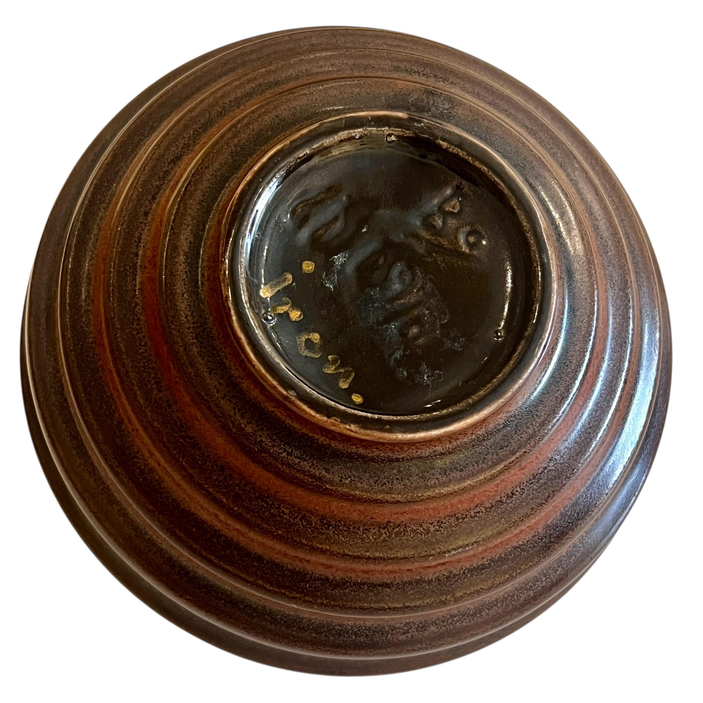 20th Century Brown Art Deco Ceramic Globe Vase by Ewald Dahlskog, Bo Fajans, Sweden 1930's For Sale