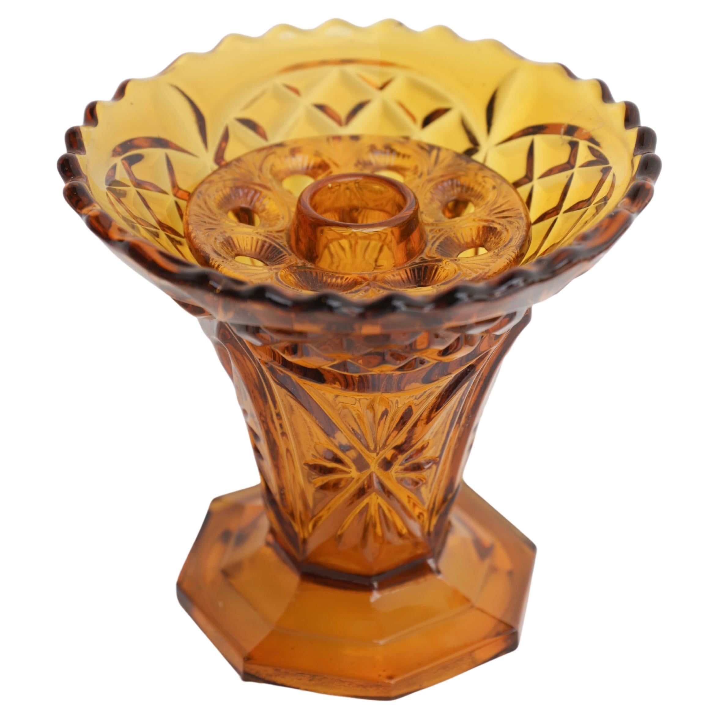 Brown Art Deco glass Pique Fleurs Flowervase 1940s