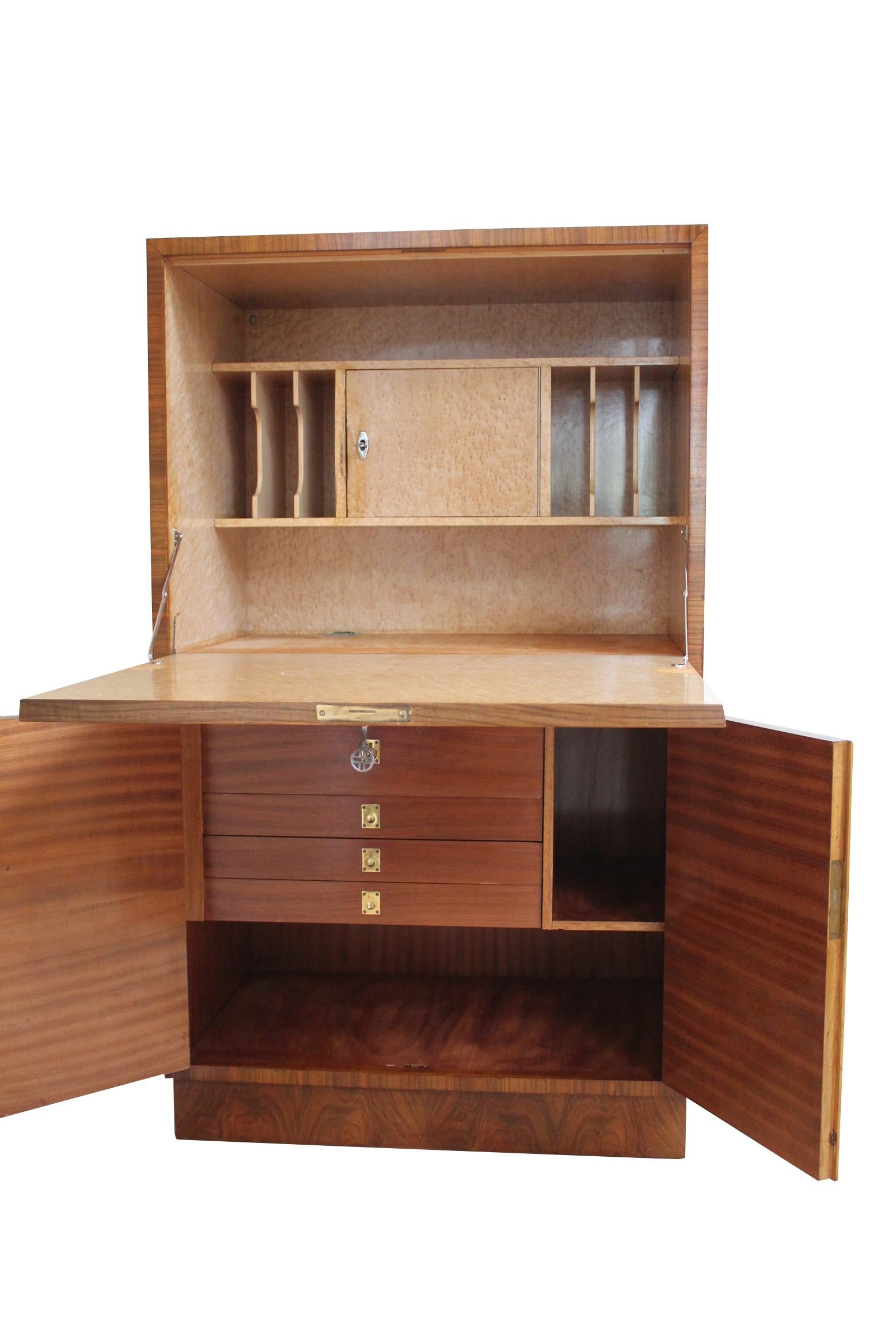 Brown Art Deco Secretary In Excellent Condition In Senden, NRW