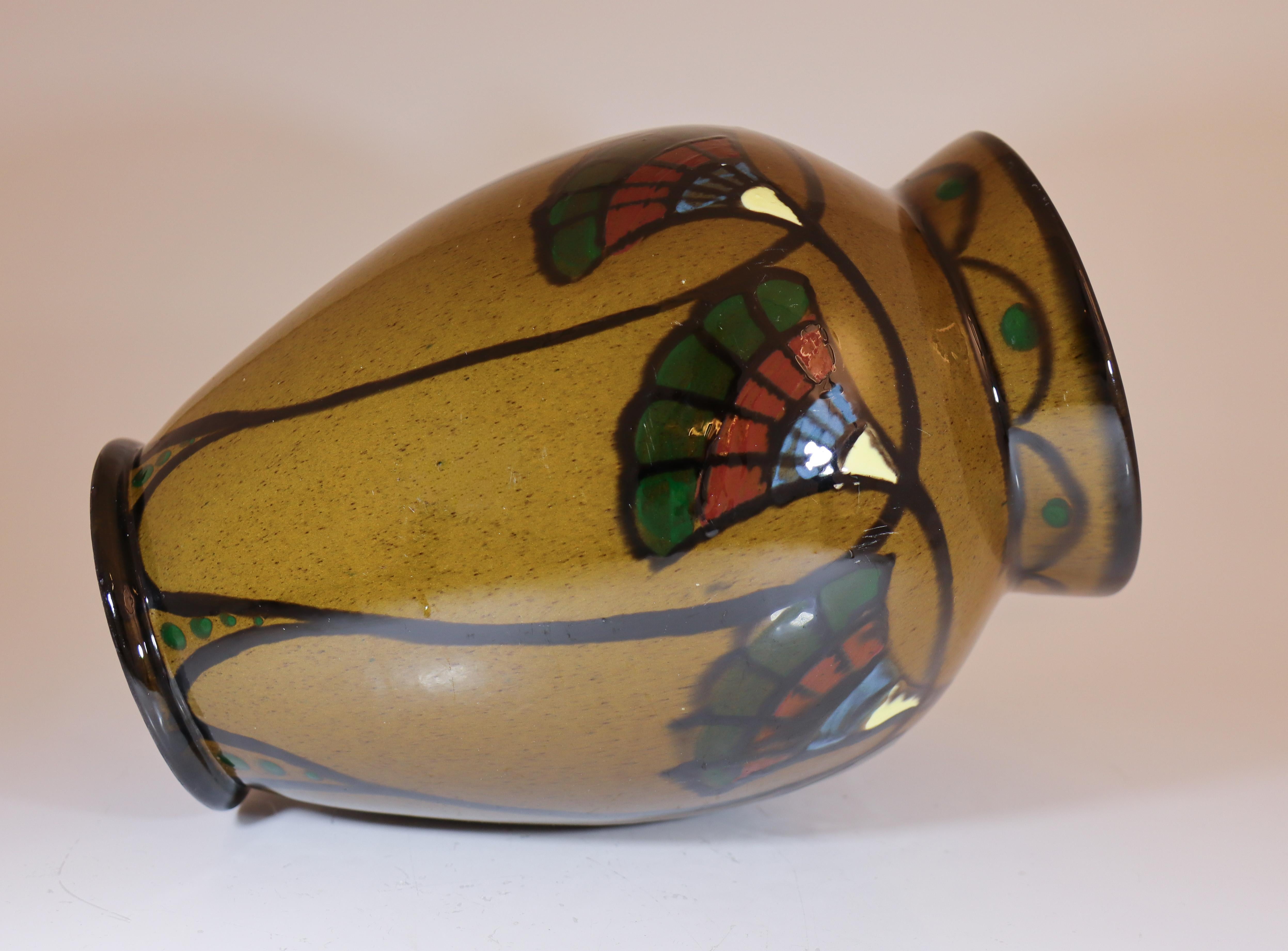 Vaso marrone in stile Art Nouveau di Upsala Ekeby, Svezia, con decorazioni floreali. in vendita 2